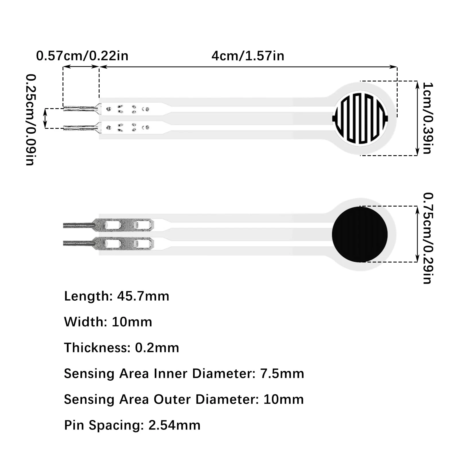 DF9-40 Force Sensor, Pressure Sensor, Thin Film Pressure Sensors, Force Sensitive Resistance, Diameter 10 mm, High-Precision Resistance Sensor for Pressure Detection (30 g - 10 kg), Pack of 2 - Image 3