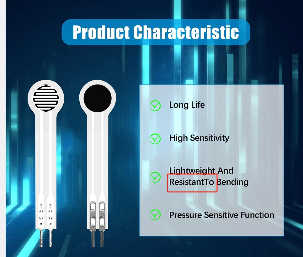 DF9-40 Force Sensor, Pressure Sensor, Thin Film Pressure Sensors, Force Sensitive Resistance, Diameter 10 mm, High-Precision Resistance Sensor for Pressure Detection (30 g - 10 kg), Pack of 2 - Image 5