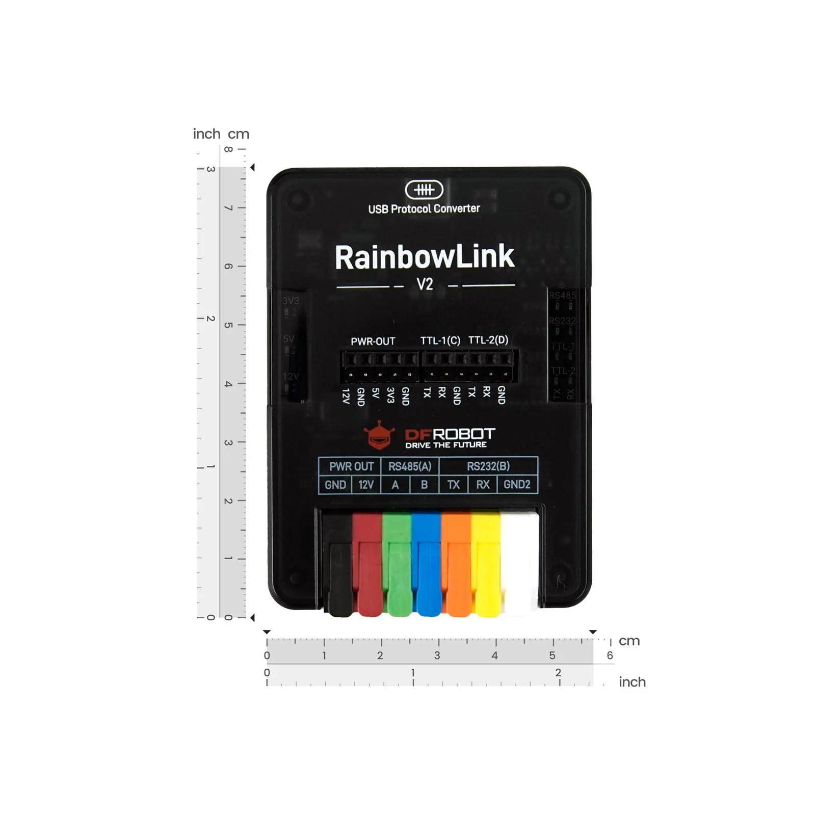 DFROBOT RainbowLink V2: 4-Channel Isolated USB to Serial Converter (RS485/RS232/2xTTL) | Built-in 12V Boost Power | Rugged Industrial Housing | Portable Debugging Tool for Field Engineers & PLC - Image 4