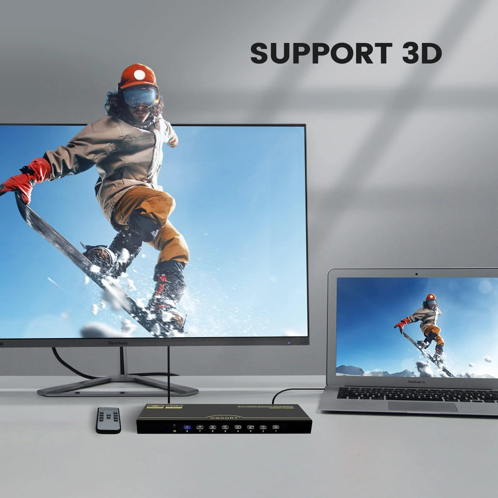 DGODRT 8×1 HDMI Switch 8 in 1 Out, 8 Port 4K HDMI Switcher Selector Box with IR Remote Control, Support 4K@30Hz Ultra HDR HDCP 3D 1080P for Xbox PS4 PC Laptop 4K@30Hz/8 in 1 Out - Image 4