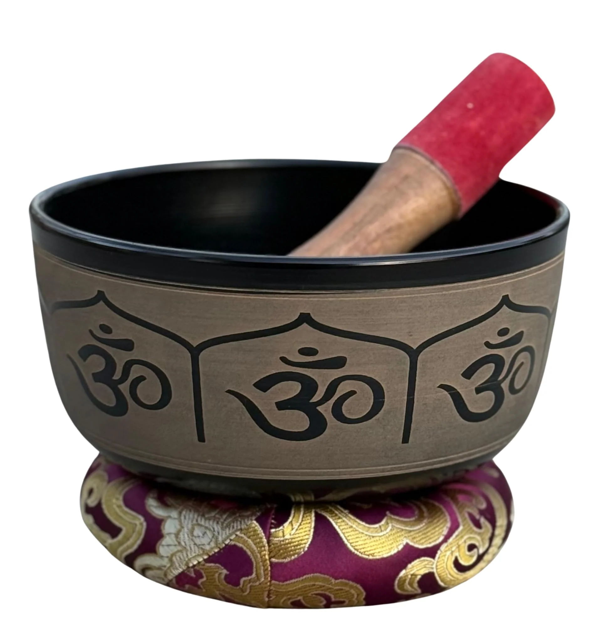 DharmaObjects® Yoga Meditation 6 Inches Ganesh/OM Peace Singing Bowl/Cushion/Rosewood Mallet Gift Set OM - Image 2