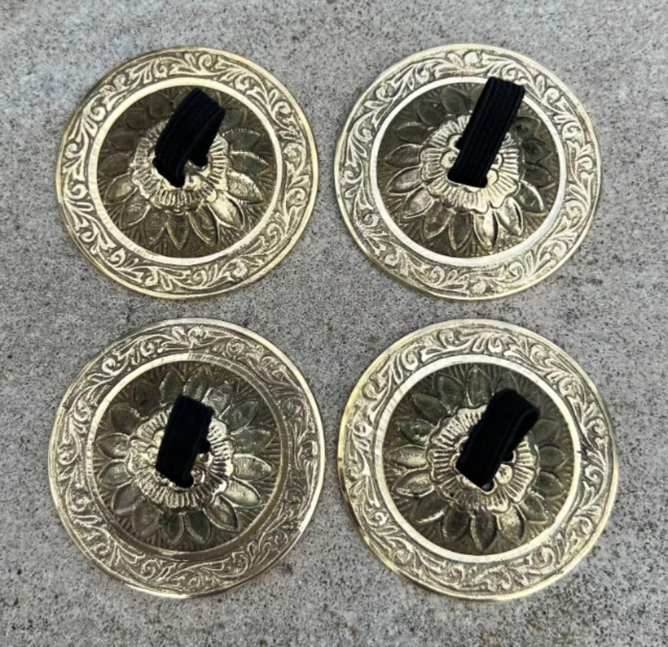 DharmaObjects Belly Dancing - Pro Finger Zills or Cymbals 2 Pair/4pcs Gold 6cm - Image 7