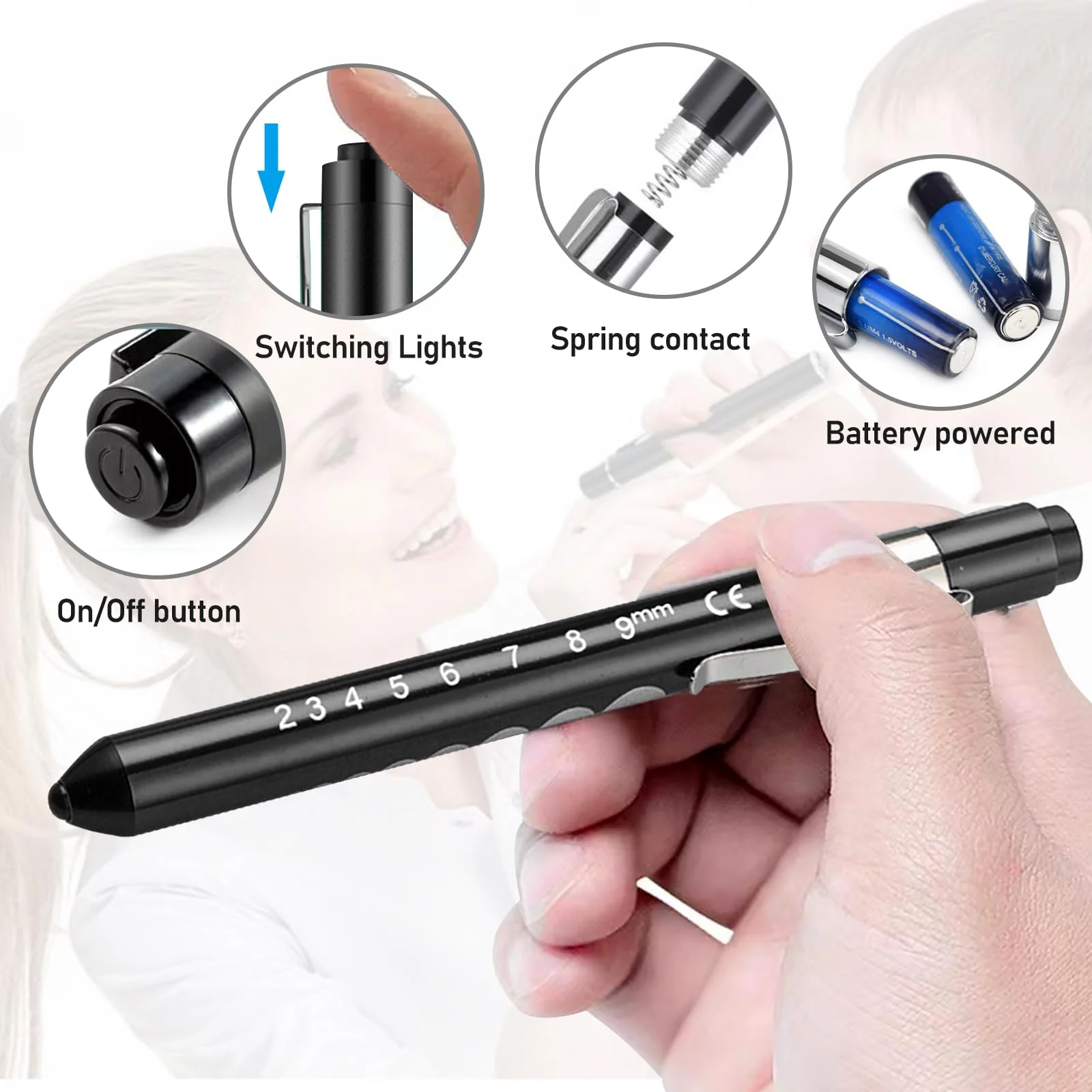 Diagnostic Light, Pack of 10 Pupil Lights, Medical Penlight, LED Pen Lamp with Pocket Clip, Medical Lamp for Nurses, Doctors, Students, Reusable - Image 3