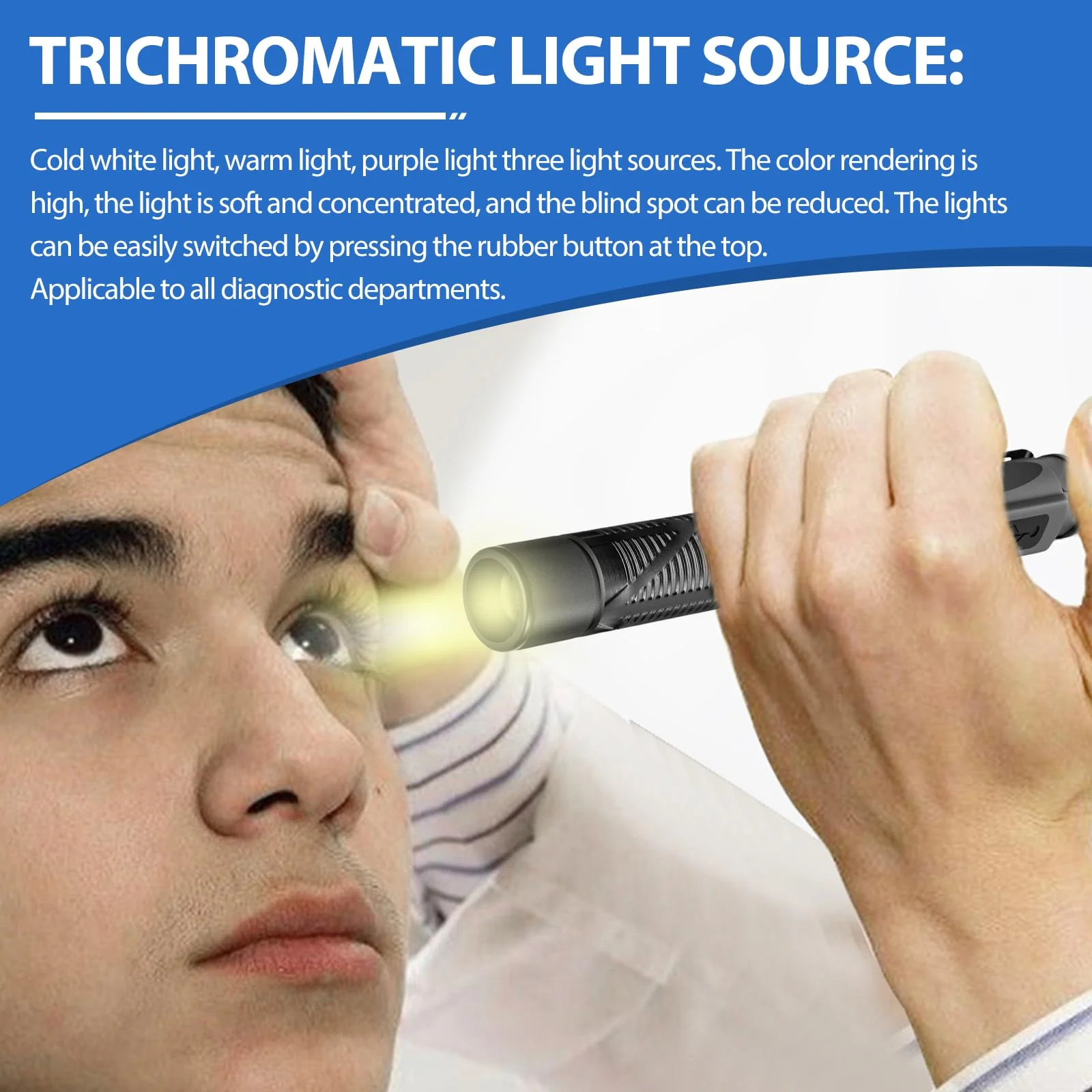 Diagnostic Light Pupil Light, 3-Colour Light, Rechargeable USB, Portable LED Pen Lamp with Pocket Clip, Pupil Light, Emergency Service for Nurses, Students, Doctors - Image 4