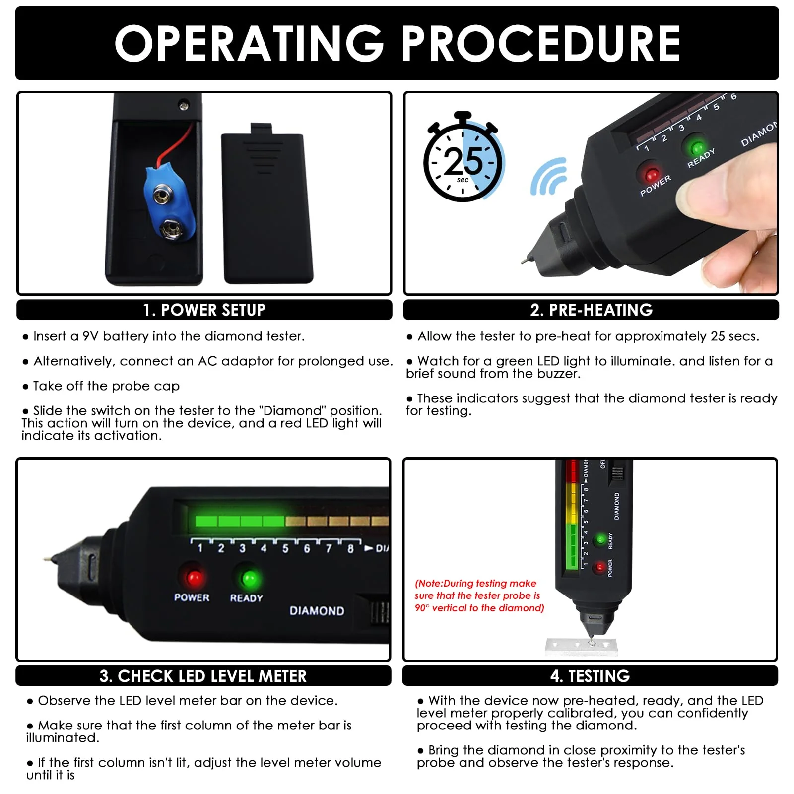 Diamond Tester Pen, Diamond Tester with Ultraviolet (UV) Light, High Accuracy, Jewellery, Diamond Tester, Professional Diamond Tester Pen for Jewellery with High Accuracy Gemstone Identifier - Image 6