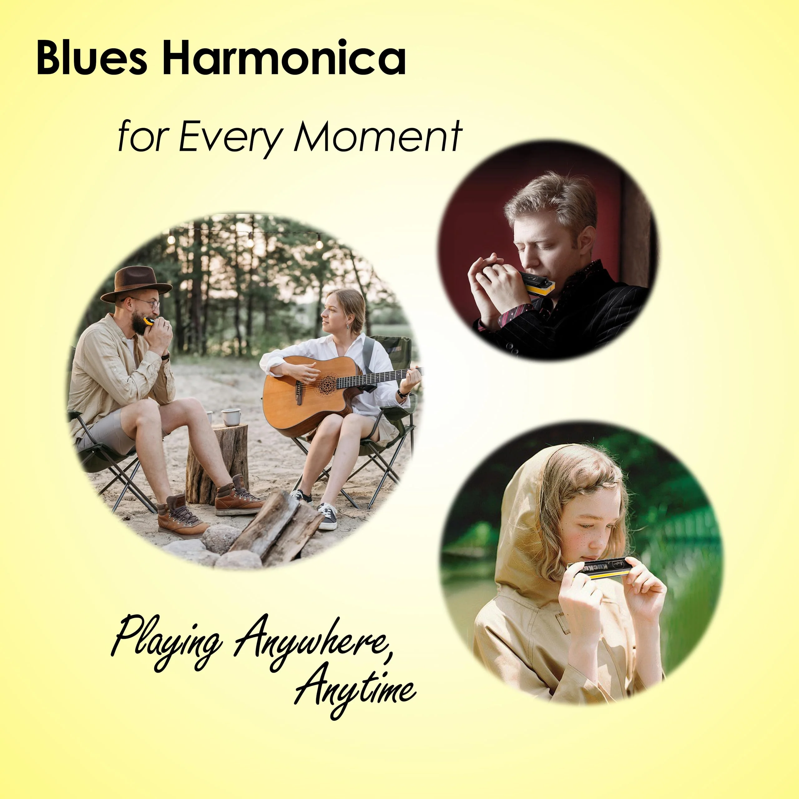 Diatonic Harmonica of A Key,Blues Mouth Organ 10 Holes 20 Tones, Reed of Phosphor Bronze, ABS Combo, Easy-Clean Cover,10 Holes Blues Harp for Adult, Beginner Diatonic Black A Key - Image 6