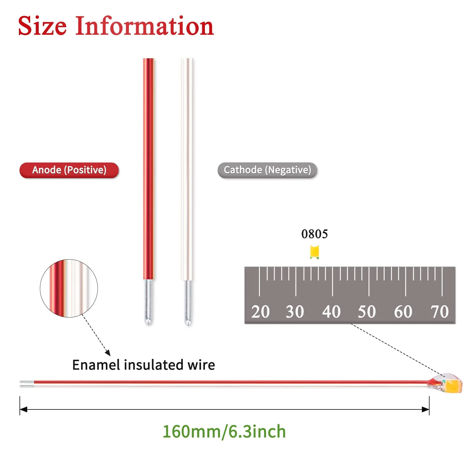 DiCUNO 20pcs. Pre-wired Micro LED Diodes 16 cm, 0805 SMD Soldered Mini LED Light Emitting Diode with Protective Case Made of Adhesives for Modeling, Lighting Project, Handmade, UV 20 - Image 4