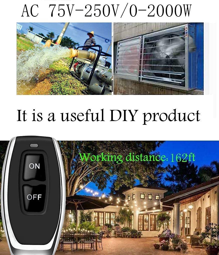 DieseRC 433Mhz Wireless Remote Control Switch AC 110V 120V 240V 220V 30A Relay Receiver with 2 Transmitters for Light Water Pump Household Appliances Farm Irrigation and Electrical Equipment - Image 6
