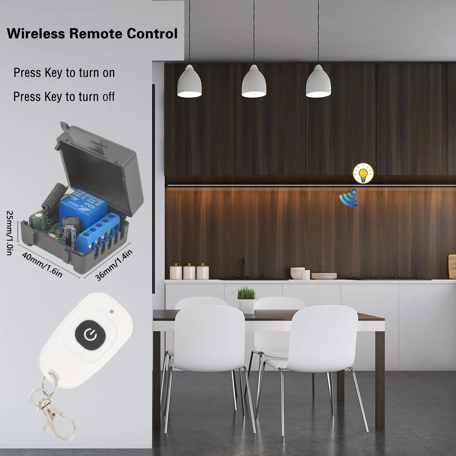 DieseRC 5 V - 30 V Radio Remote Switch 1 Channel Radio Control Relay Receiver 12 V 24 V with Transmitter Key Ring Potential-Free Contact Relay Control (1 Receiver and 2 Transmitters) 1 receiver and 2 transmitters - Image 4