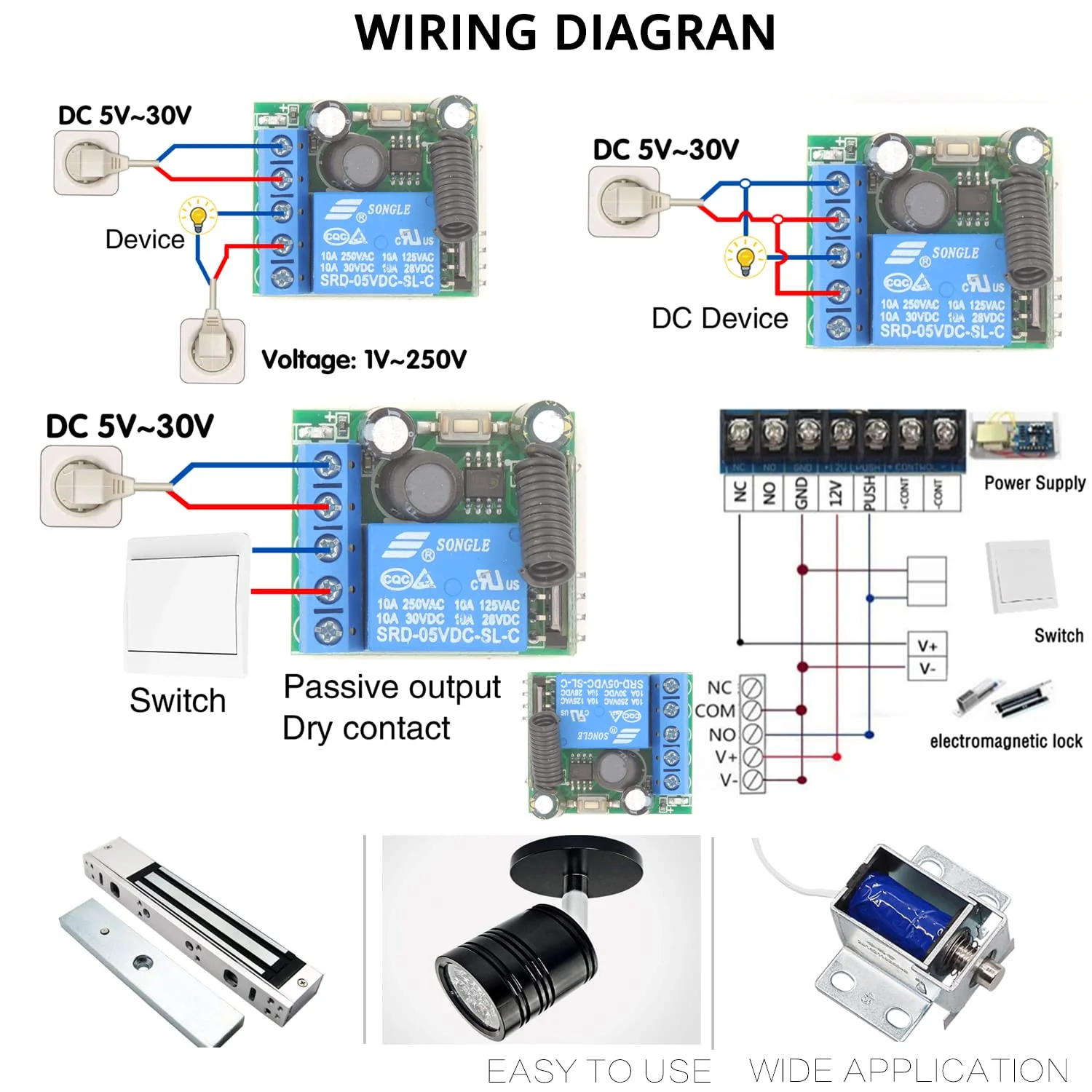 DieseRC 5 V - 30 V Radio Remote Switch 1 Channel Radio Control Relay Receiver 12 V 24 V with Transmitter Key Ring Potential-Free Contact Relay Control (1 Receiver and 2 Transmitters) 1 receiver and 2 transmitters - Image 6
