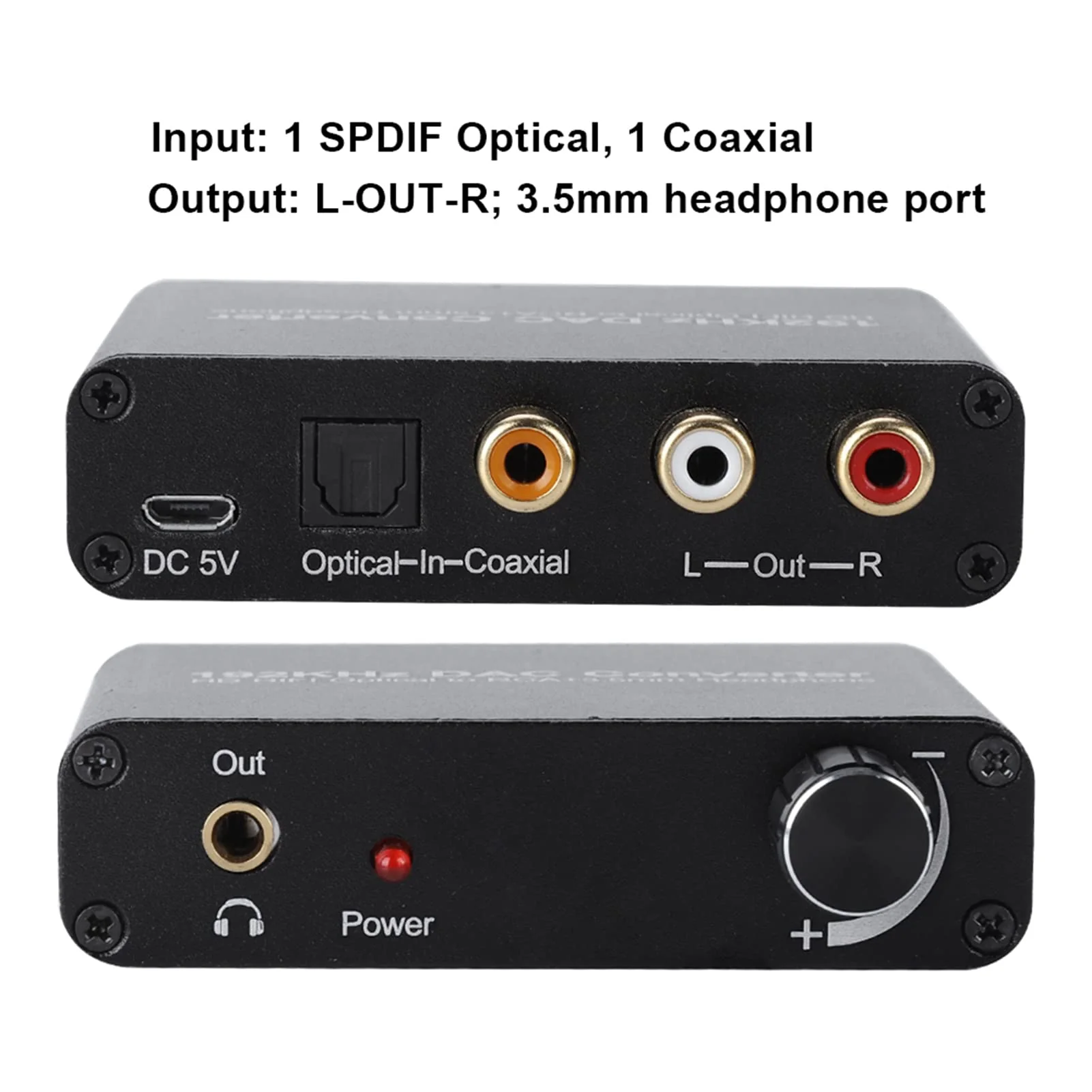 Digital Audio Decoder 5.1 HD with Volume Adjustment,Support DTS/AC-3/ Optical Coaxial Toslink Analog Converter, for Network Player, HDTV, -ray DVD, DVD, , 360, DM500S, DM800HD - Image 2