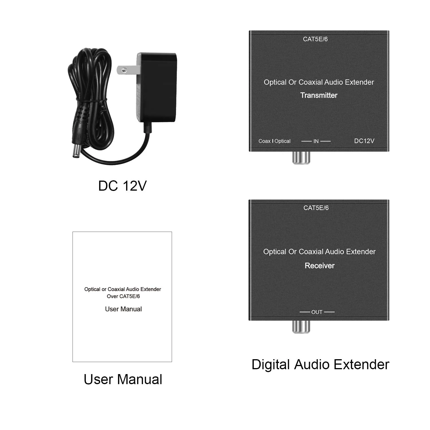Digital Audio Extender Digital Optical/Coaxial Digital Audio Extender/Converter Over Single Cat5e/6 Cable (PoC) up to 500’ Standard Supported LPCM, DB Digital 5.1, DTS, and Doby True HD - Image 6