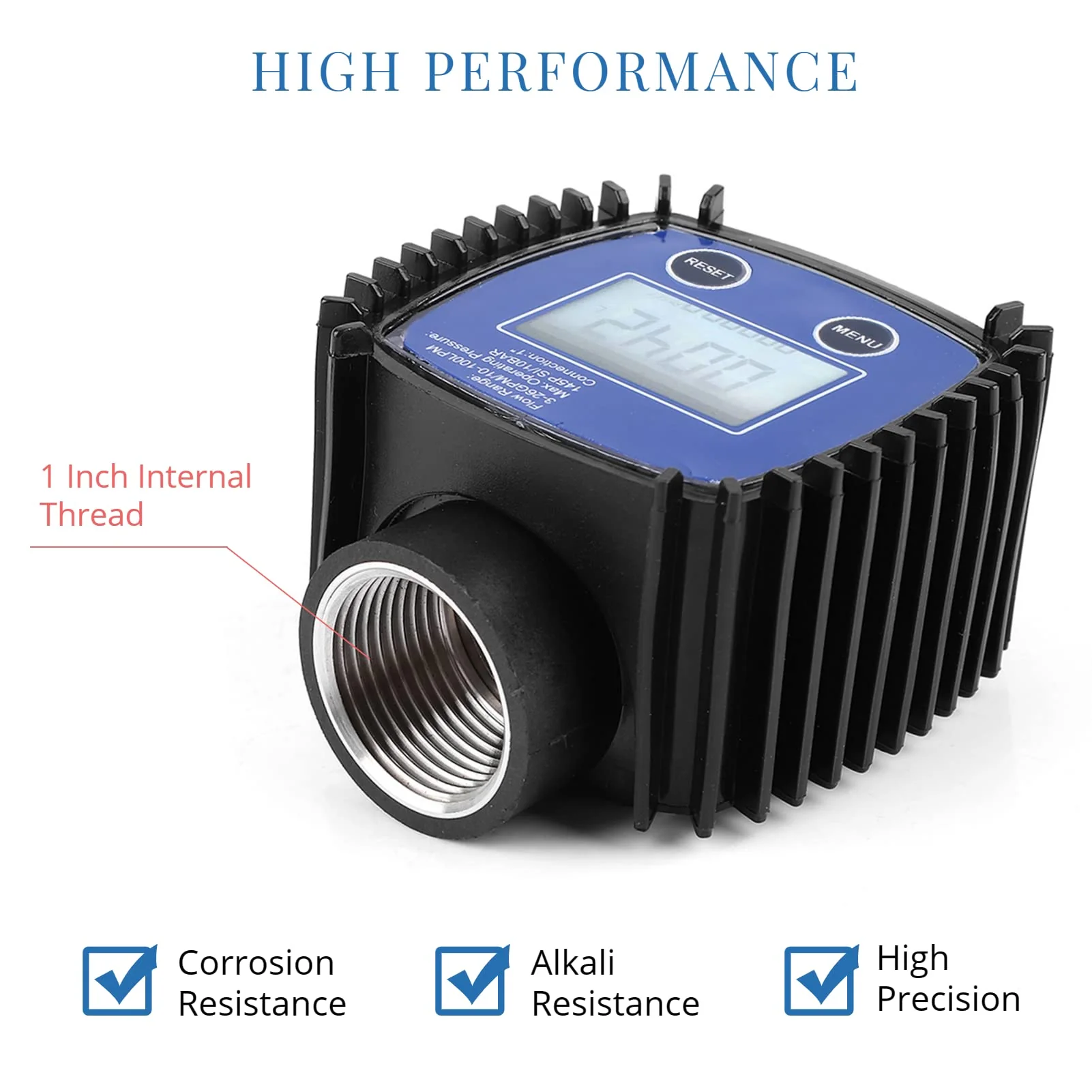 Digital Flow Meter, 5-120 L/Min 1 Inch Turbine Flow Meter with LCD Display, 1% Accuracy Diesel Fuel Flow Meter for Alcohol, Petrol, Chemical Liquids - Image 4