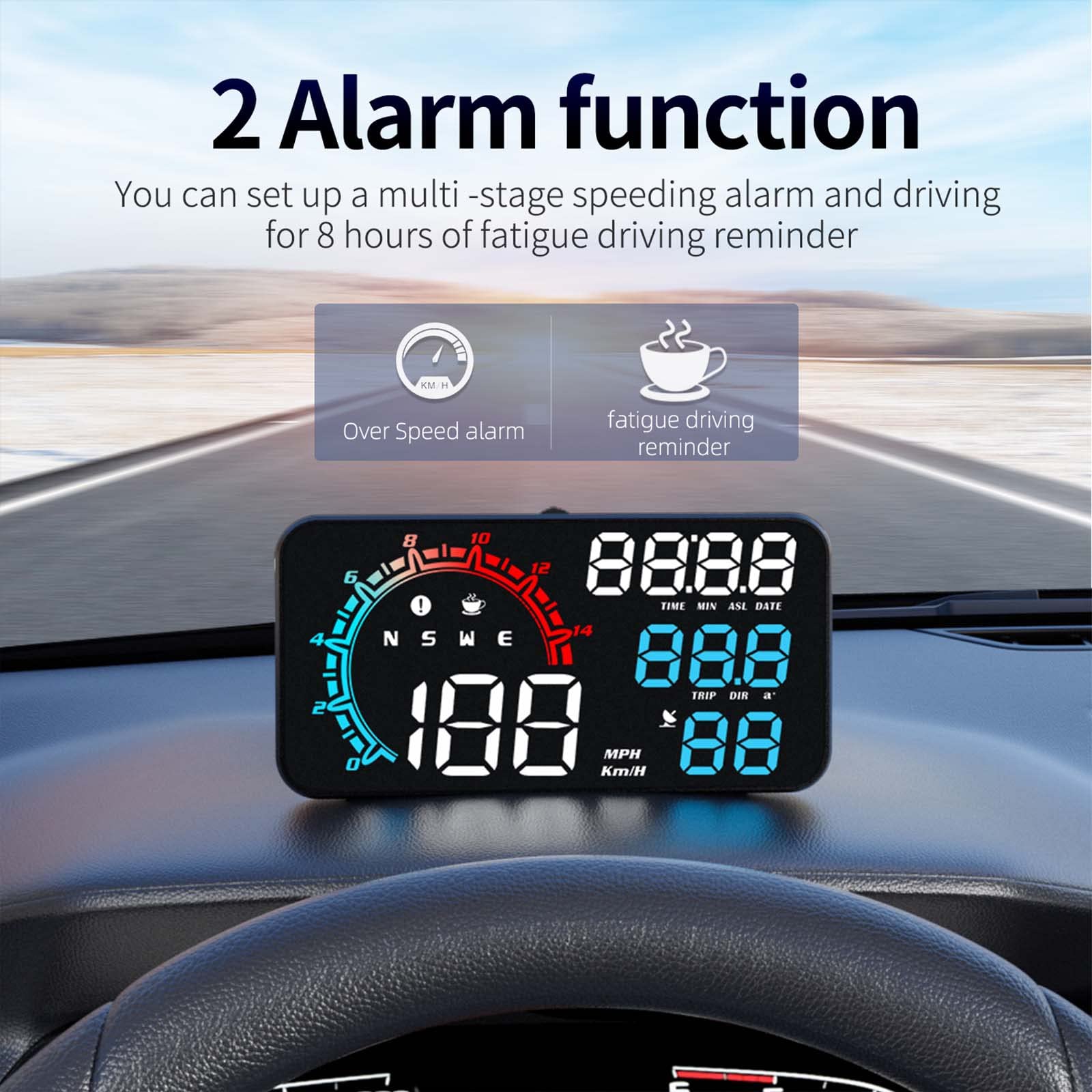 Digital GPS Speedometer ACECAR Universal Car HUD Head Up Display with Speed MPH Compass Direction Fatigue Driving Reminder Driving Distance Altitude Overspeed Alarm HD Display for All Vehicle G11 - Image 3