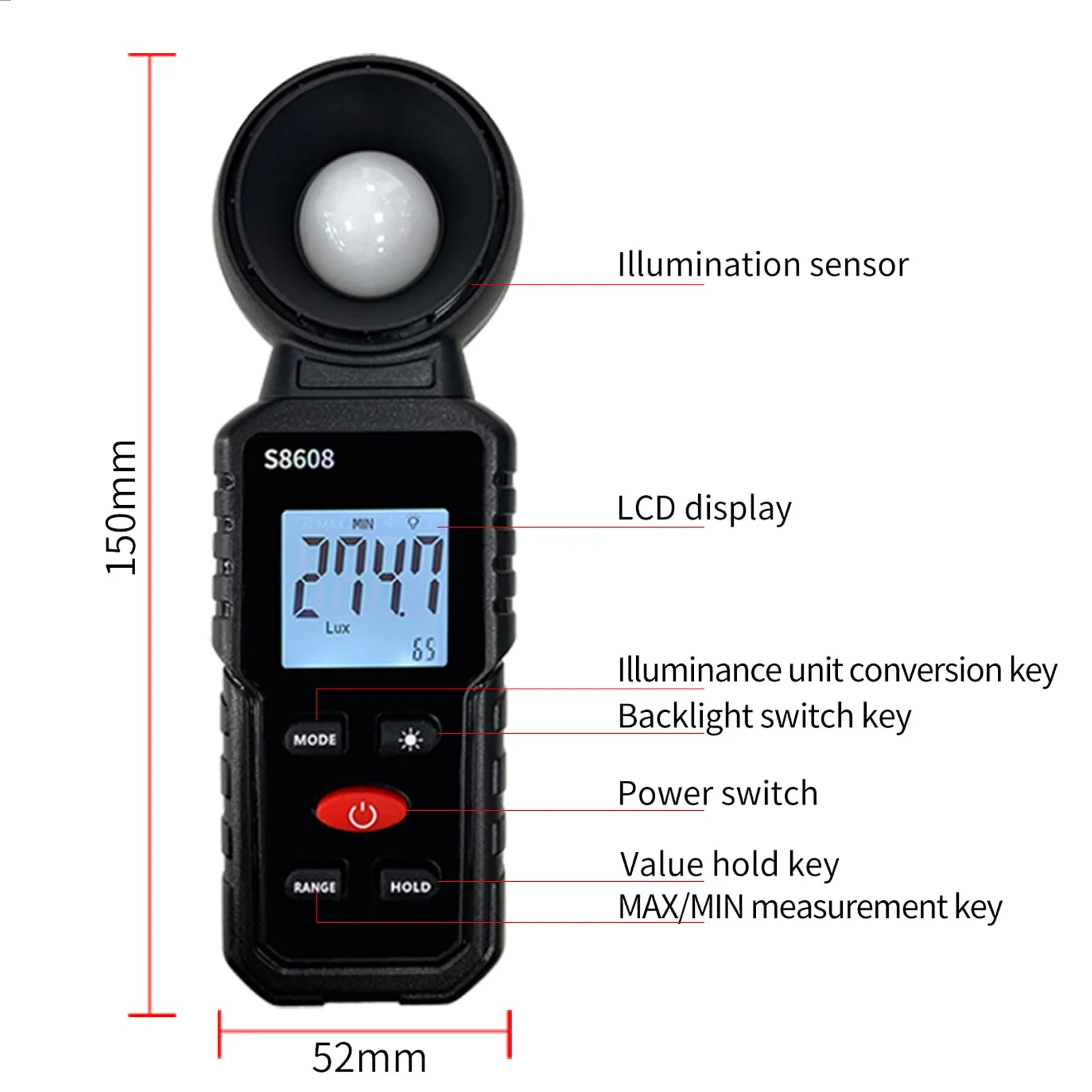 Digital Illuminance Light Meter Tester 200,000Lux Meter (18,500FC) Luxmeter Lighting Intensity Brightness Measurement Tool for Indoor Outdoor Grow Plants Film Photography lumens LED Photometer - Image 5