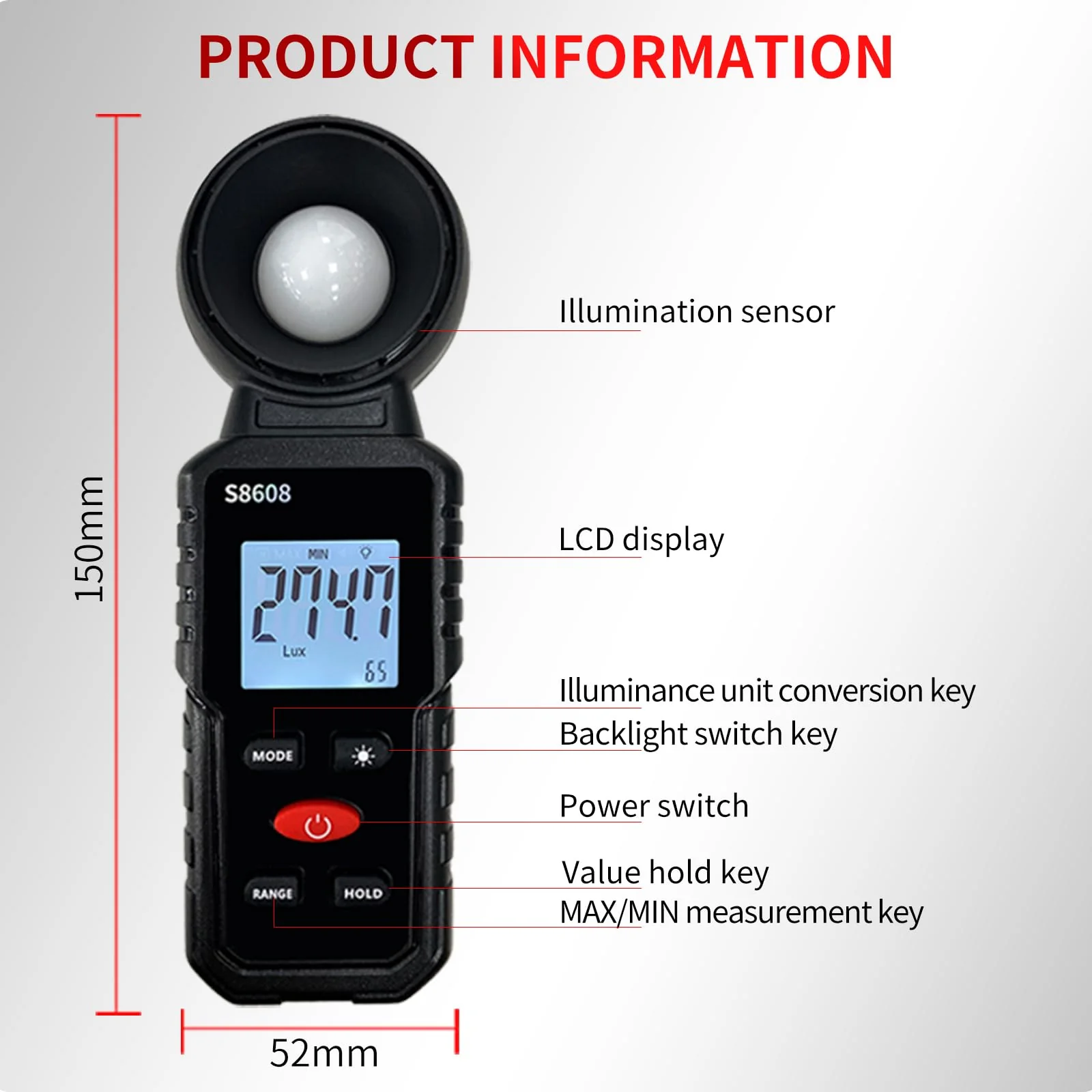 Digital Illuminance Meter Light Meter 20Lux to 200,000Lux Meter/18,500FC,Luxmeter for Photography Grow Plants Led Photometer Lighting Intensity Brightness Measurement - Image 3