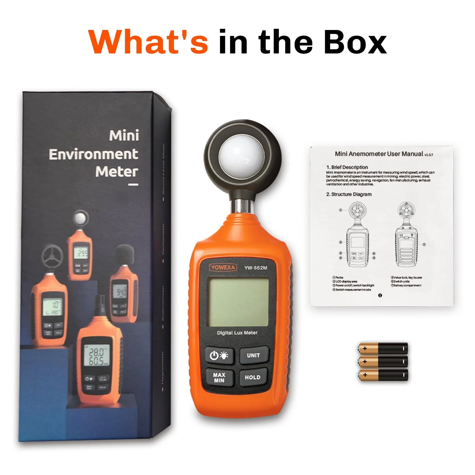 Digital Light Meter, 0-200,000 Lux (0-20,000 Foot Candles), Backlight, Max/Min, Data Hold, Lux/Fc Unit Switch, for Plants, Office, Indoor Lighting, and More - Image 7