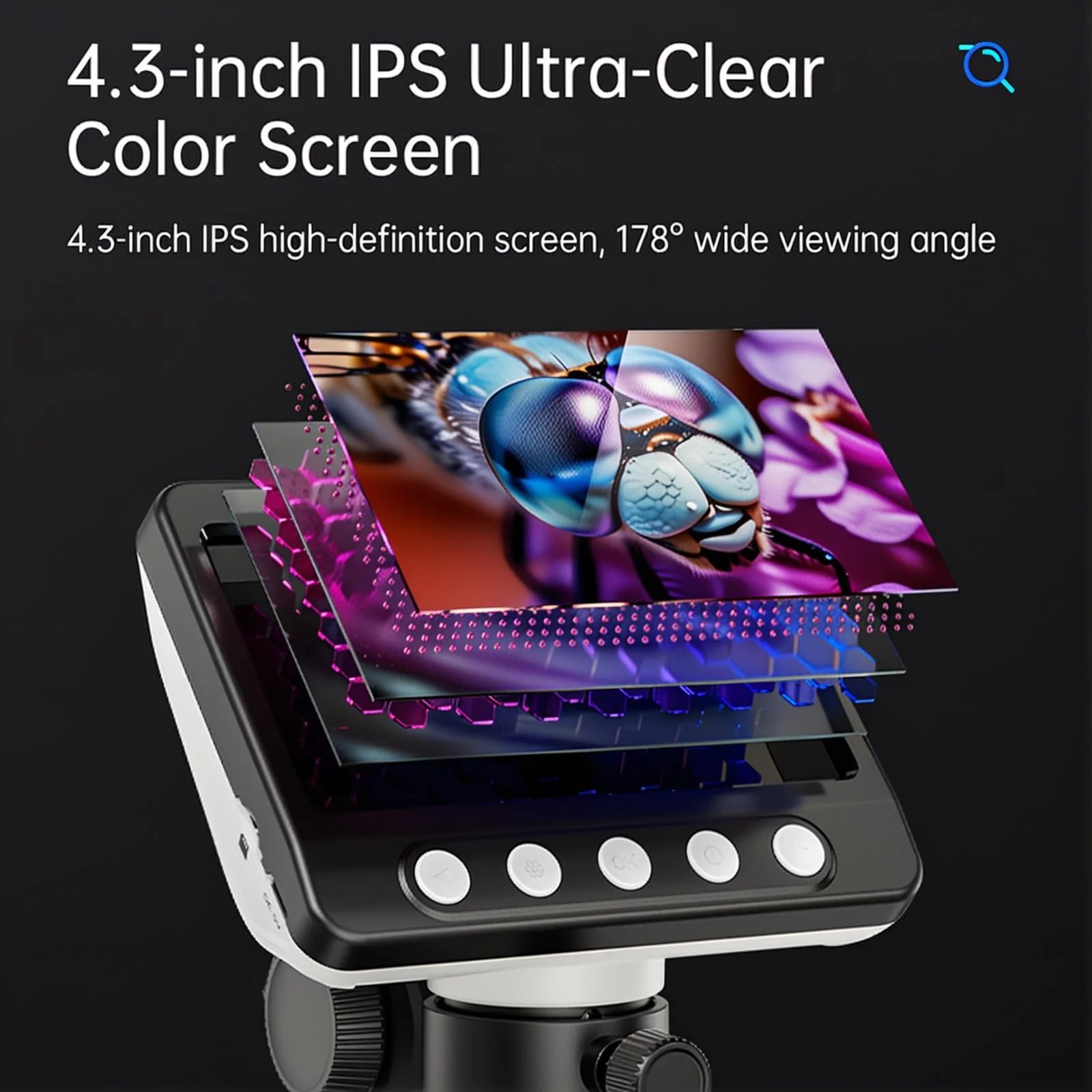 Digital Microscope, 4.3" LCD USB Coin Microscope, 1000X 1080P Error Coin Magnifier with 8 Adjustable LED Lights, PC View, Compatible with Windows for Adults Kids Black - Image 3