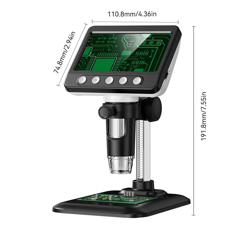 Digital Microscope, 4.3" LCD USB Coin Microscope, 1000X 1080P Error Coin Magnifier with 8 Adjustable LED Lights, PC View, Compatible with Windows for Adults Kids Black - Image 9