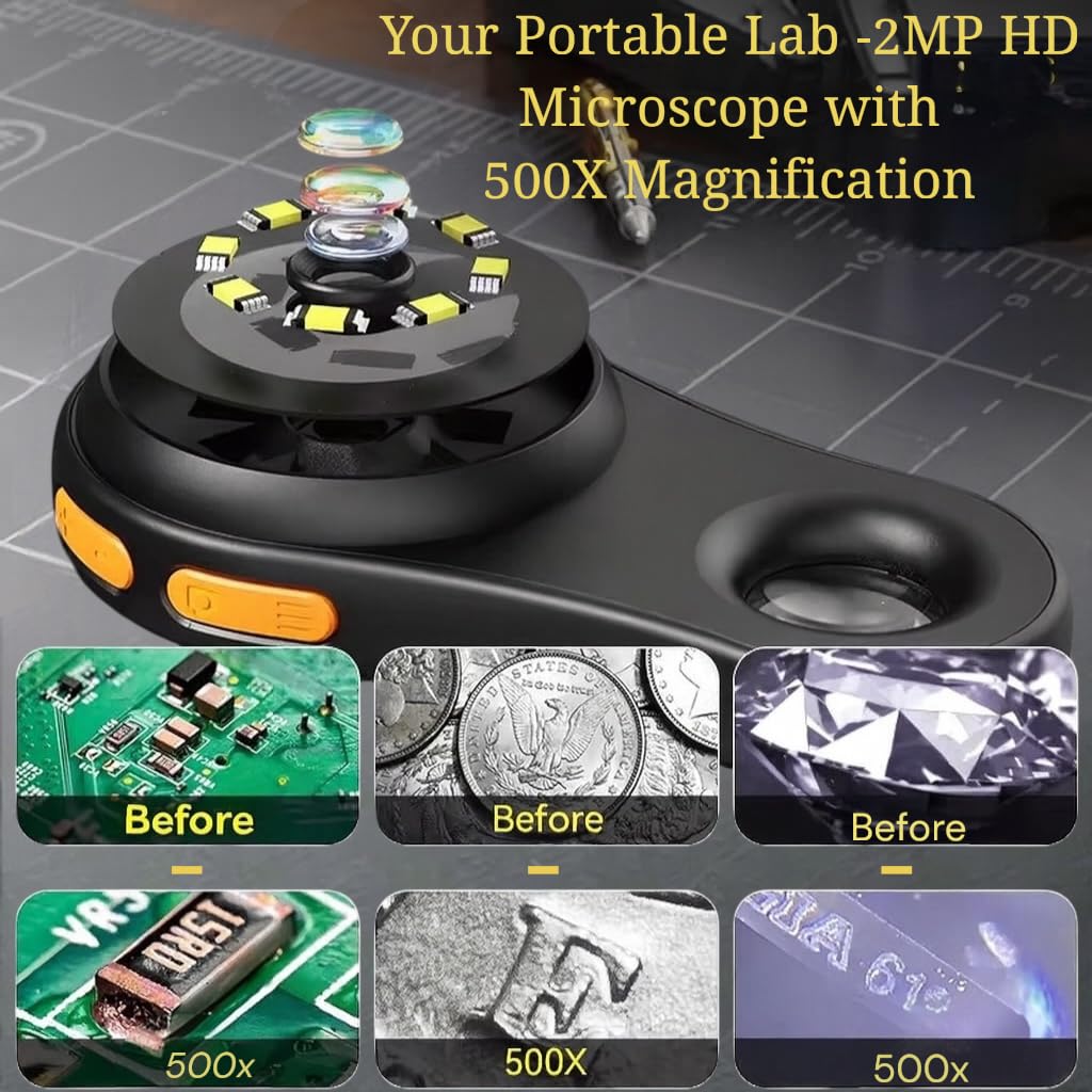 Digital Microscope 500x with 2.0" IPS Screen, Magnifying Glass, Coin Microscope, Trichome Microscope, USB Connection, Ideal for Electronics, Jewelry and Kids - Image 3