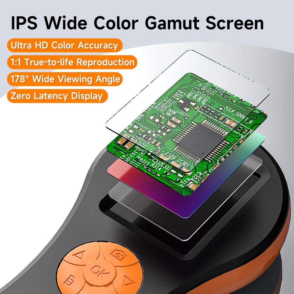 Digital Microscope Handheld 2.0 inch IPS Color Screen,Portable Digital Magnifying Glass,Marco Microscope for Kids,Built-in 8LED Lights,USB Compatible with PC Windows, Mac OS - Image 6