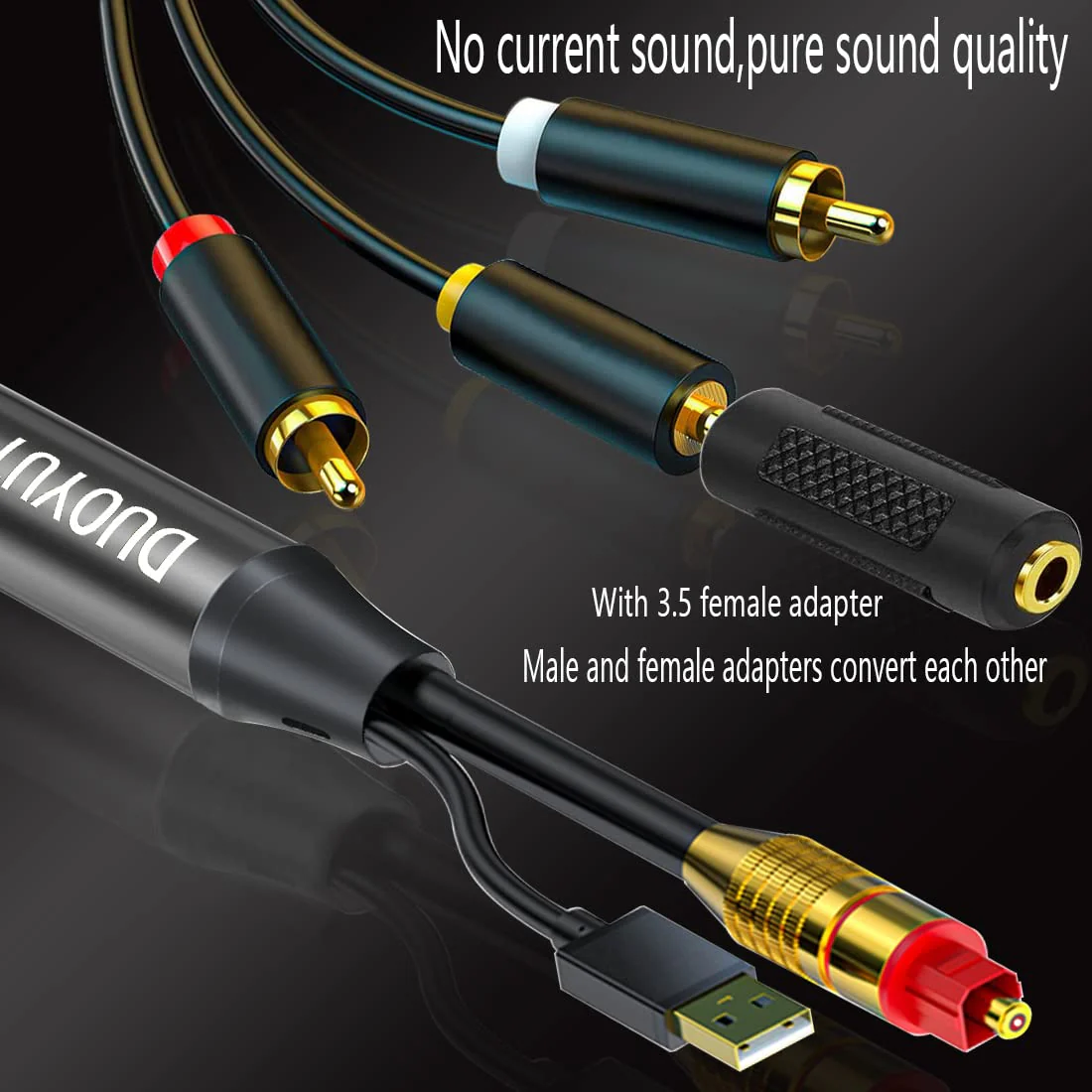 Digital Optical to Analog 3.5mm AUX Audio Cable, Optical to 2 RCA Adapter, All-in-one D/A Audio Converter, for TV/PS4/Xbox/DVD SPDIF/TOSLINK/Optical Port to Sound Box Amplifier Headphones (10ft). 10FT Digital Optical to Analog - Image 4