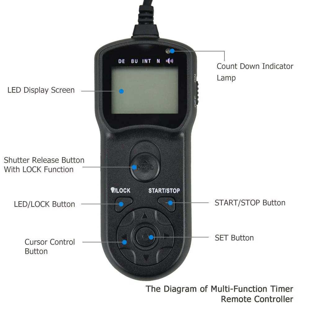 Digital Timer Remote Shutter Cord JJC Timer Shutter Release Remote Control Cord for Olympus E-M1 Mark II Replaces Olympus RM-CB2 Olympus RM-CB2 Replacement - Image 3