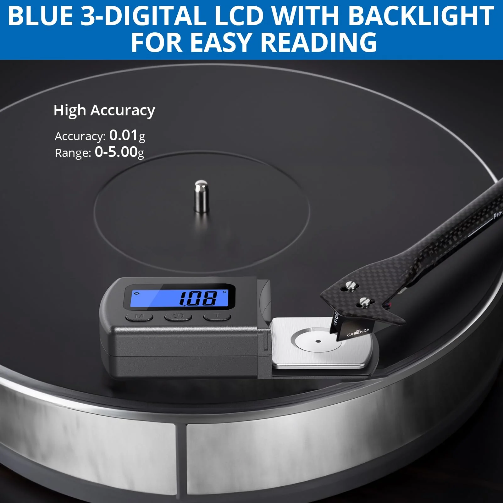 Digital Turntable Stylus Force Scale Gauge 0.01g/5.00g Blue LCD Backlight,CRLITSIY Stylus Pressure Gauge for Tonearm Phono Cartridge - Image 4