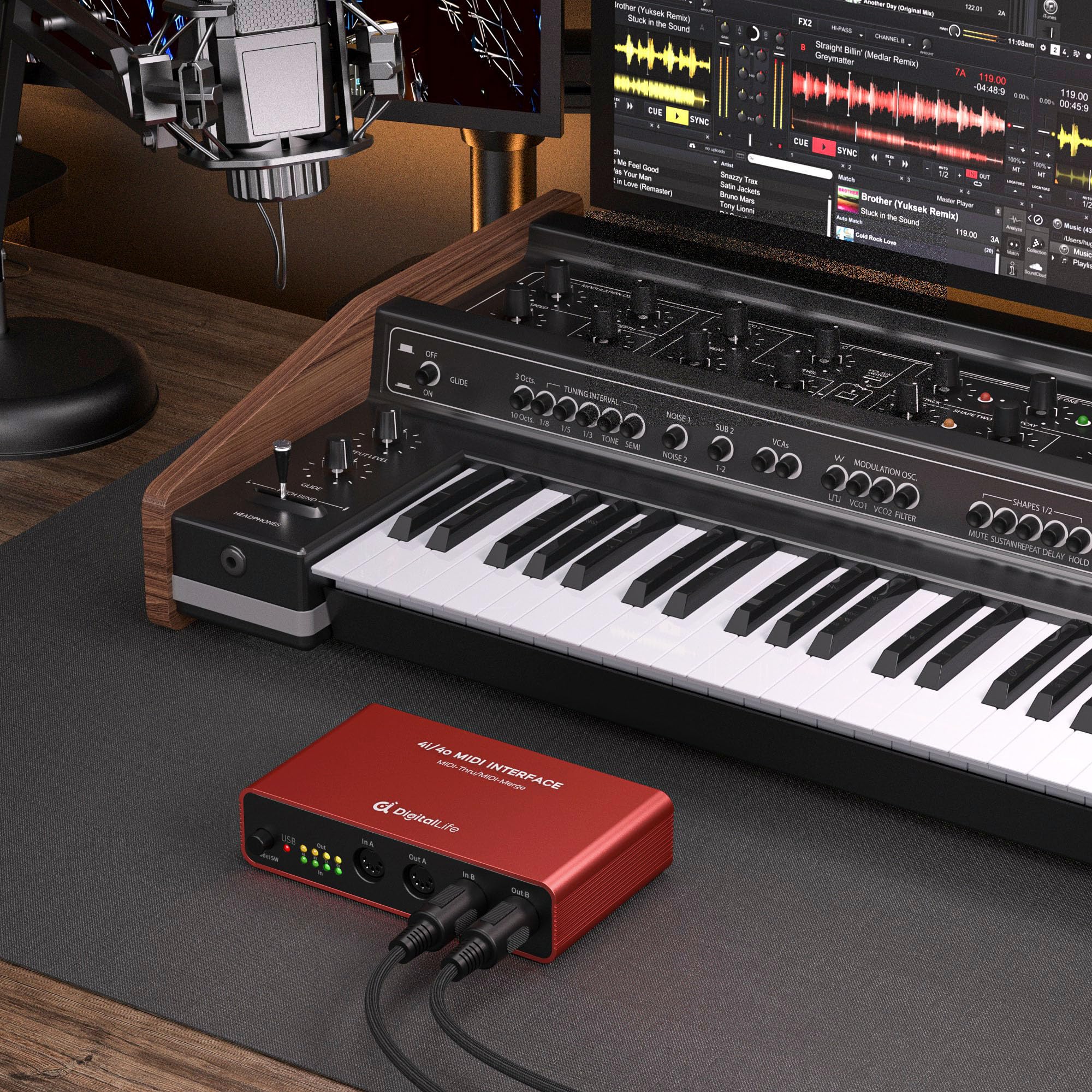 DigitalLife Stand-Alone Quad-I/O 5-PIN DIN MIDI Interface - MIDI Thru Box (4-In/4-Out) & MIDI Merge Box (2-In/4-Out), w/LED Indicators, Metal UMB05 - Image 5