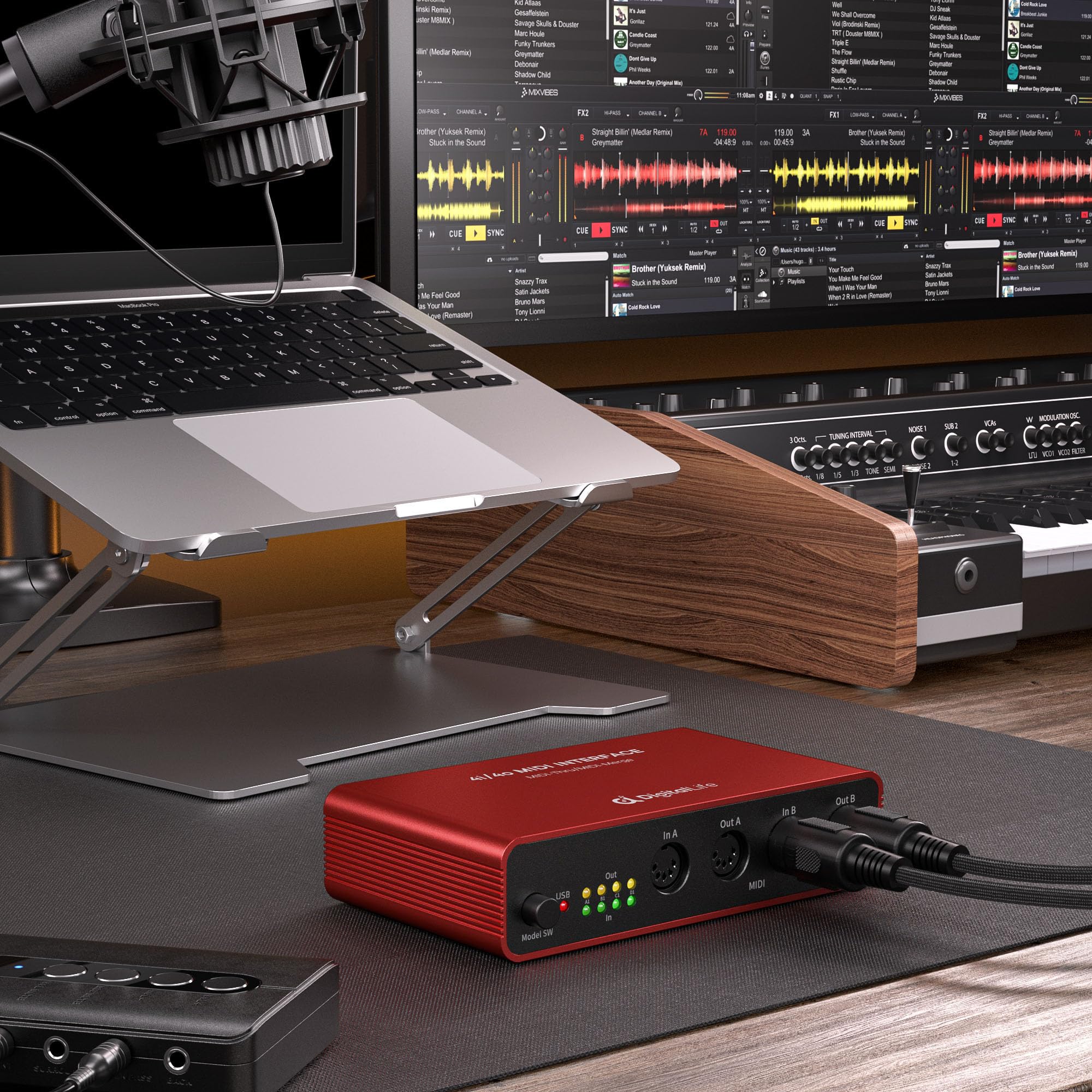 DigitalLife Stand-Alone Quad-I/O 5-PIN DIN MIDI Interface - MIDI Thru Box (4-In/4-Out) & MIDI Merge Box (2-In/4-Out), w/LED Indicators, Metal UMB05 - Image 6