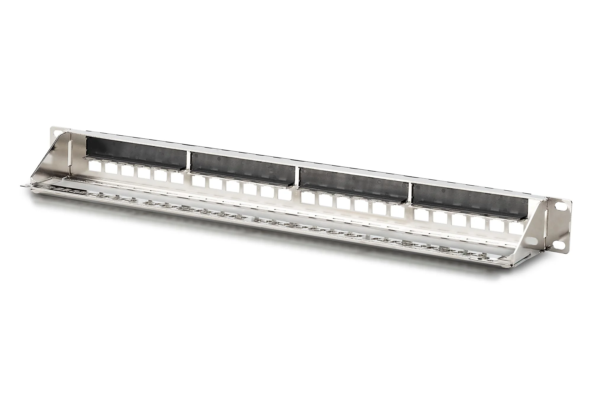 DIGITUS Patch Panel - Modular - For Keystone Modules - 19" - 24-Port - Shielded - Rack Mount 1U - Grey - Image 2