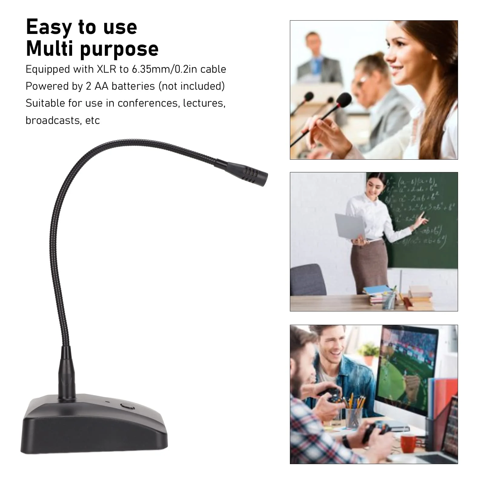 Dilwe Desktop Microphone with Mute, 360° Adjustable Gooseneck Microphone with XLR to 6.35mm Cable, Cardioid Condenser Condenser Computer Microphone for Broadcast Recording - Image 2