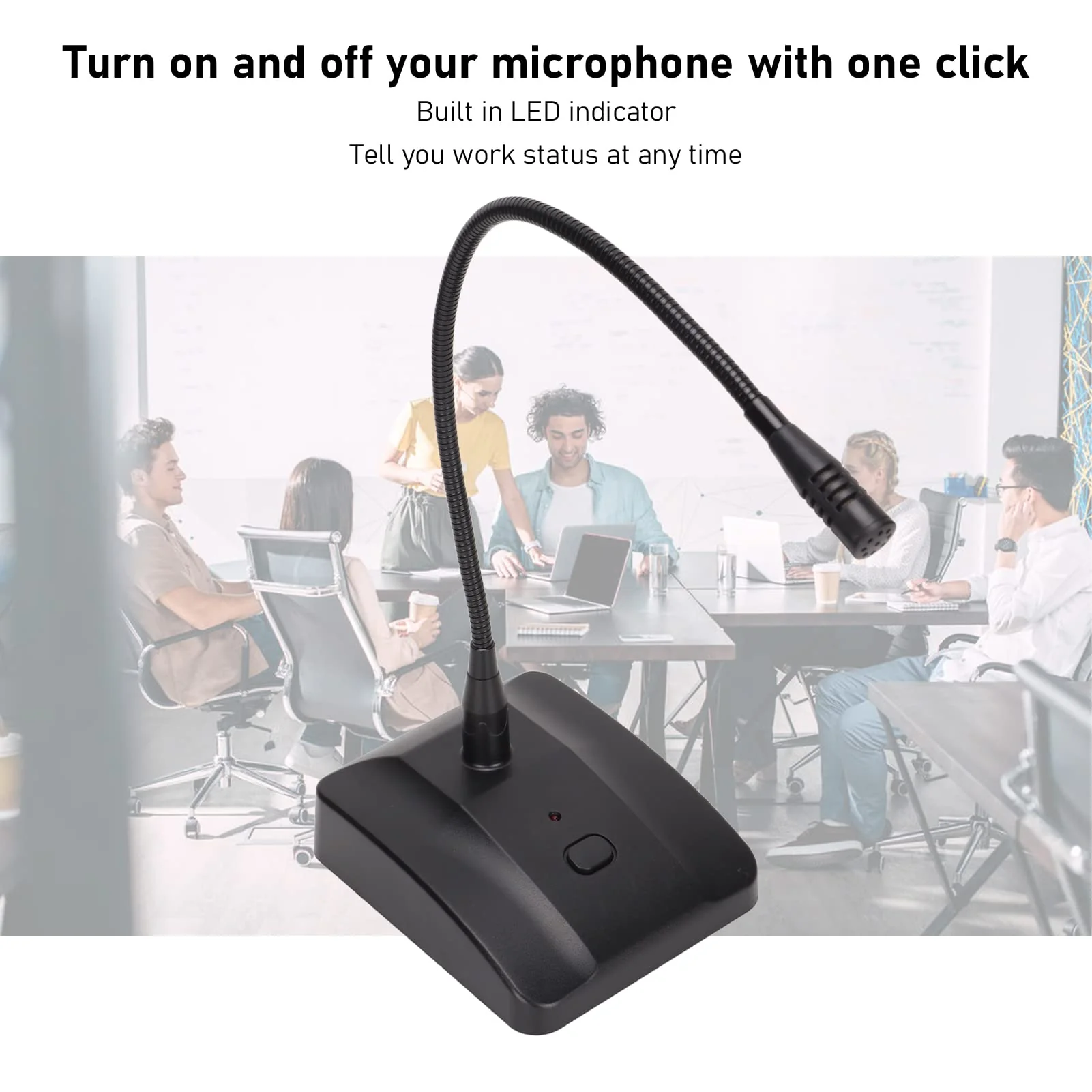 Dilwe Desktop Microphone with Mute, 360° Adjustable Gooseneck Microphone with XLR to 6.35mm Cable, Cardioid Condenser Condenser Computer Microphone for Broadcast Recording - Image 4