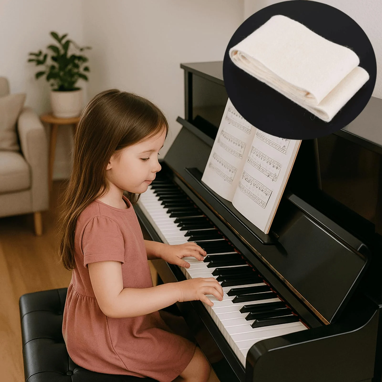 Dilwe Piano Pedal Felt Beige Wool Musical Instruments Repair Parts Wear- Accessory, Piano Muffler Felt Piano Mute Rail Felt Strip Piano Weak Sound Felt for Piano Accessory - Image 6