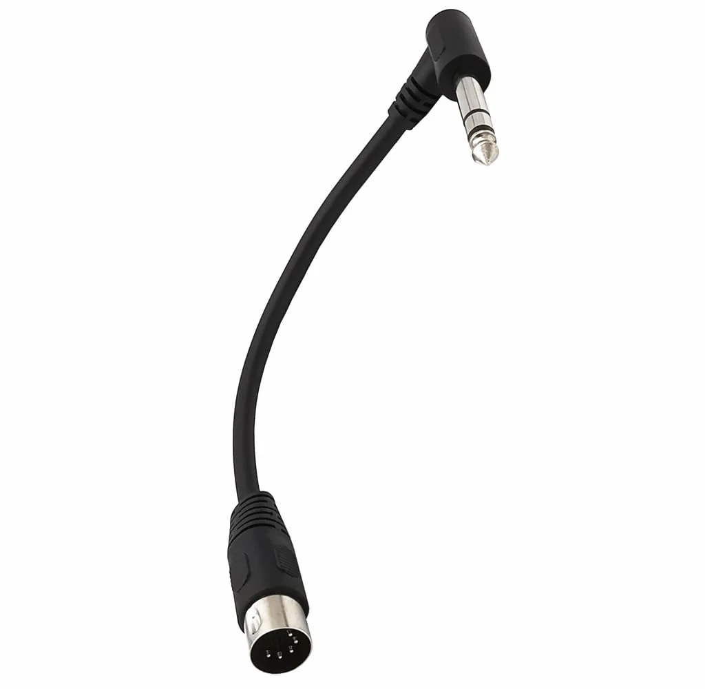 DIN 5 Pin Male to 6.35mm Male Adapter Cable; 8inch 90 Degree Angled 6.35mm 1/4" Jack Plug to 5PIN MIDI DIN Male TRS Stereo Audio Cable for Speaker, Amplifier, Mixe, MIDI Keyboard etc - Image 3