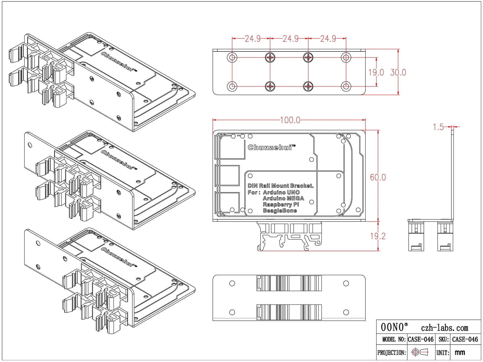 DIN Rail Mount Bracket for Raspberry Pi 1A+ 1B+ 2B 3B 3B+ 4B 5 Zero/Arduino UNO R2 R3 R4 Mega2560 / BeagleBone - Image 5