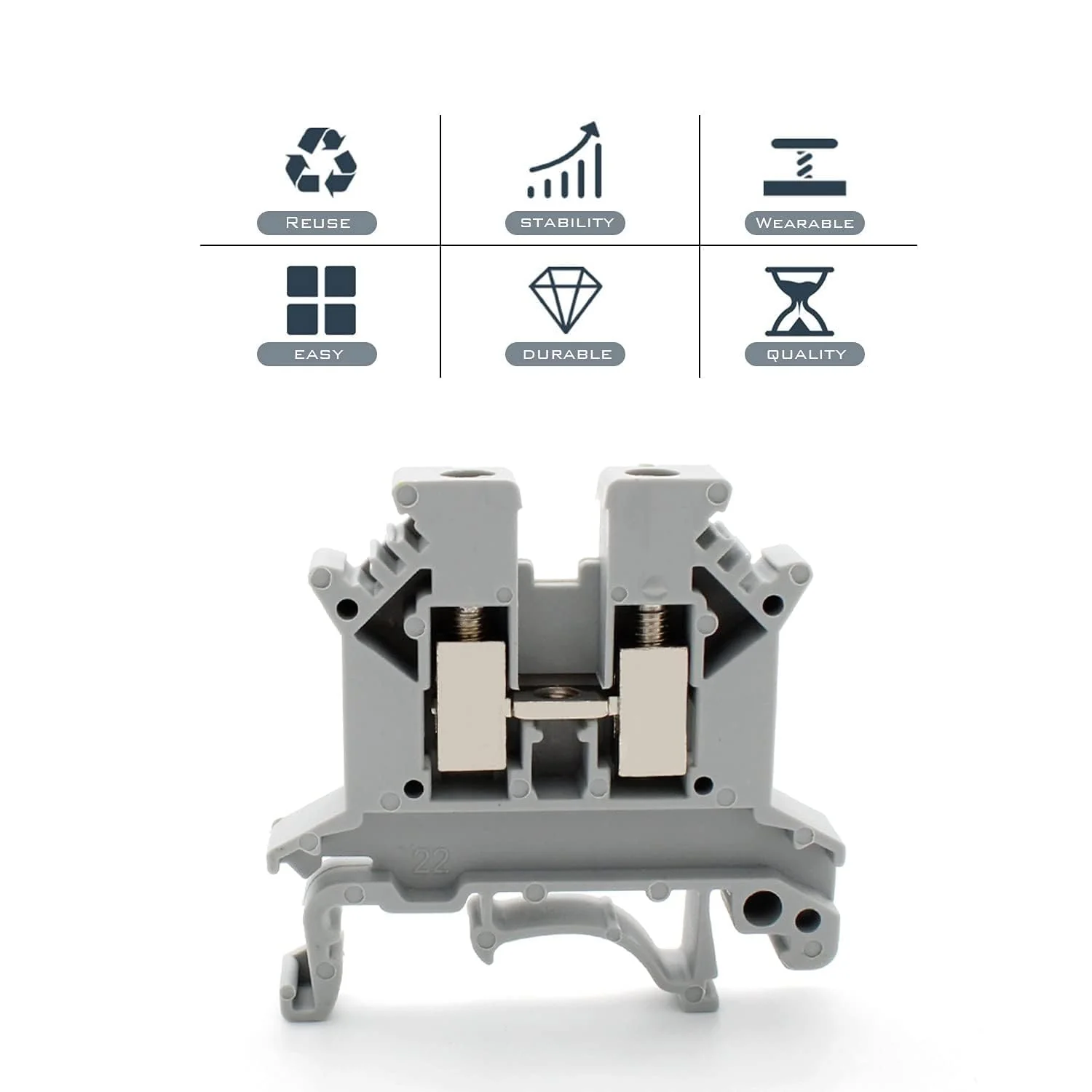 DIN Rail Set, 200 mm DIN Rail Clamps, UK-2.5B Clamp Block, DIN Rail, Terminal Block, Junction Terminal, Control Cabinet Row Terminals, DIN Rail Clamp (1) QL0129a - Image 3
