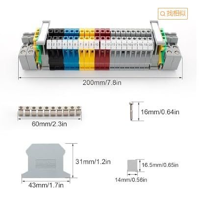 DIN Rail Set, 200 mm DIN Rail Clamps, UK-2.5B Clamp Block, DIN Rail, Terminal Block, Junction Terminal, Control Cabinet Row Terminals, DIN Rail Clamp (1) QL0129a - Image 4