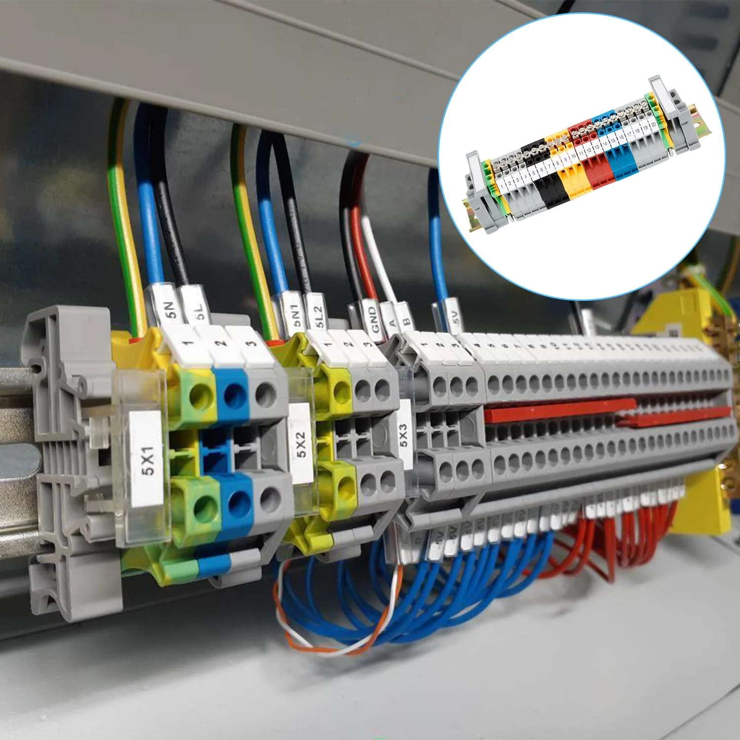 DIN Rail Set, 200 mm DIN Rail Clamps, UK-2.5B Clamp Block, DIN Rail, Terminal Block, Junction Terminal, Control Cabinet Row Terminals, DIN Rail Clamp (1) QL0129a - Image 6