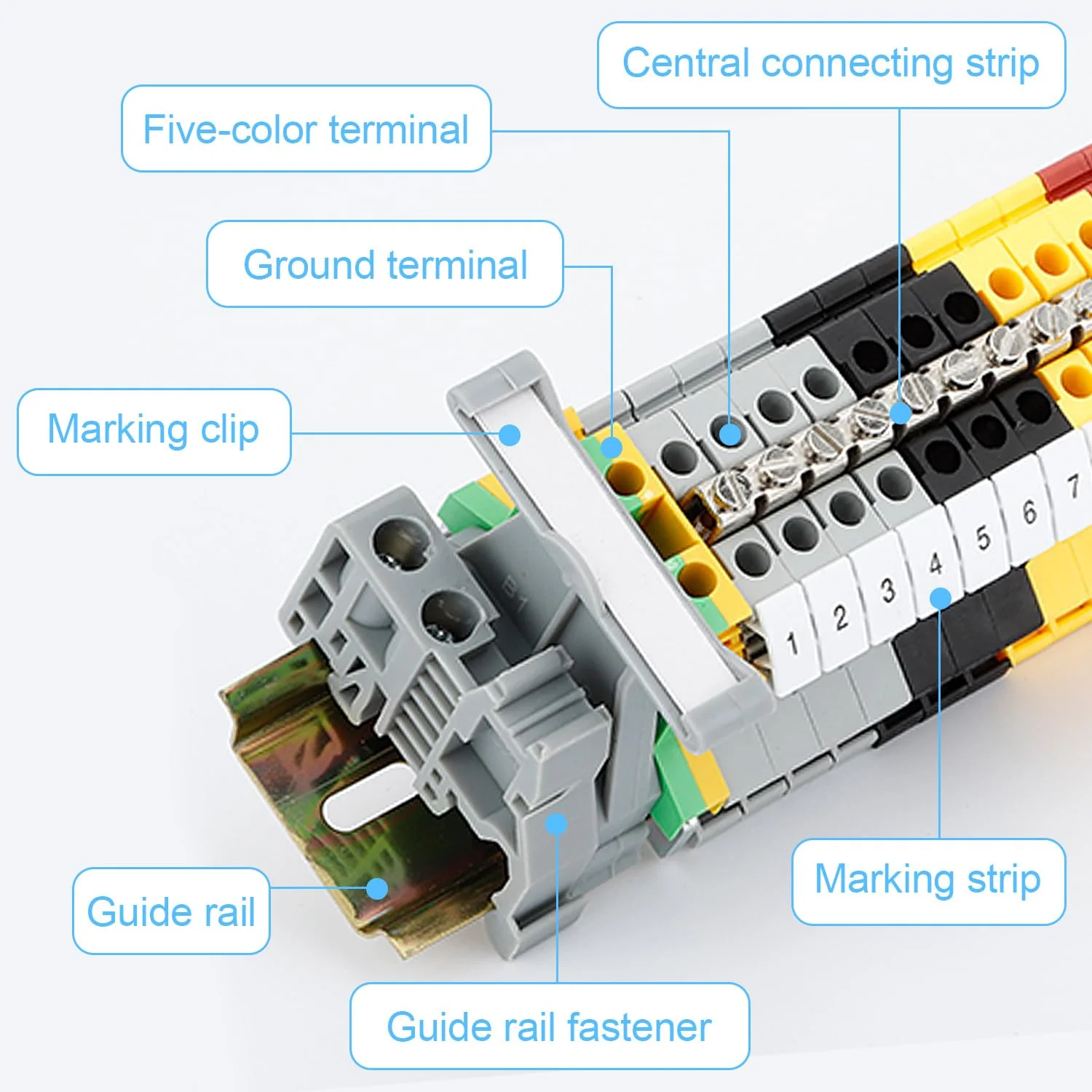 DIN Rail Set, 200 mm DIN Rail Clamps, UK-2.5B Clamp Block, DIN Rail, Terminal Block, Junction Terminal, Control Cabinet Row Terminals, DIN Rail Clamp (1) QL0129a - Image 7