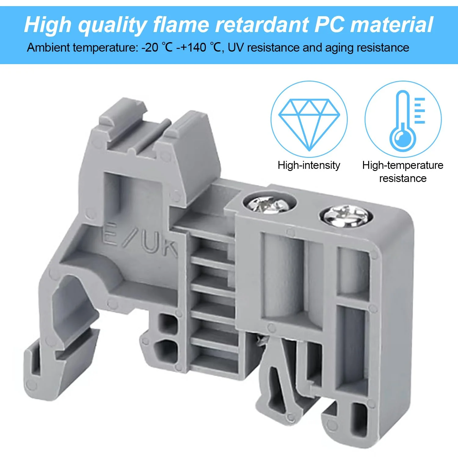 DIN Rail Set, 200 mm DIN Rail Clamps, UK-2.5B Clamp Block, DIN Rail, Terminal Block, Junction Terminal, Control Cabinet Row Terminals, DIN Rail Clamp (1) QL0129a - Image 8