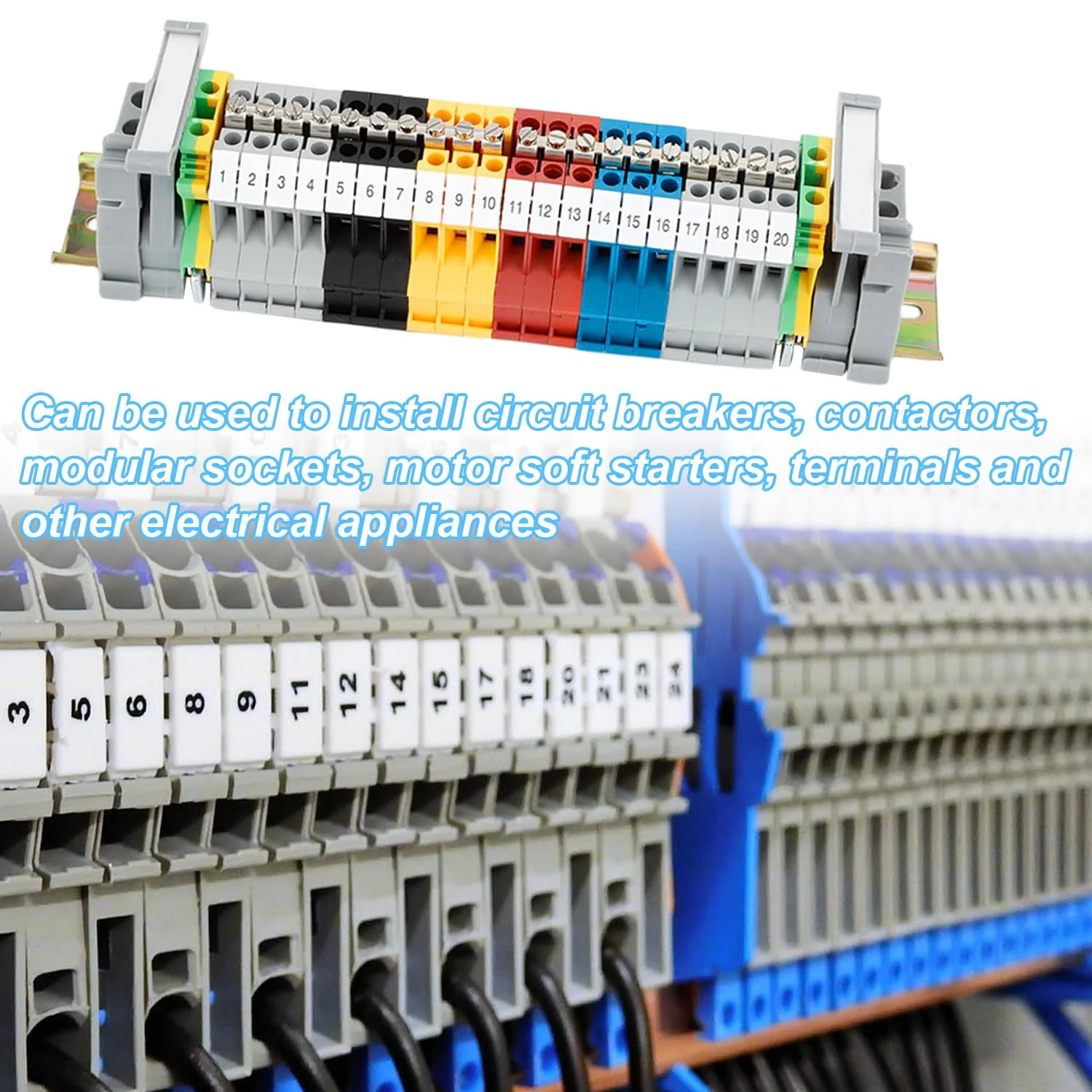 DIN Rail Set, 200 mm DIN Rail Clamps, UK-2.5B Clamp Block, DIN Rail, Terminal Block, Junction Terminal, Control Cabinet Row Terminals, DIN Rail Clamp (1) QL0129a - Image 9