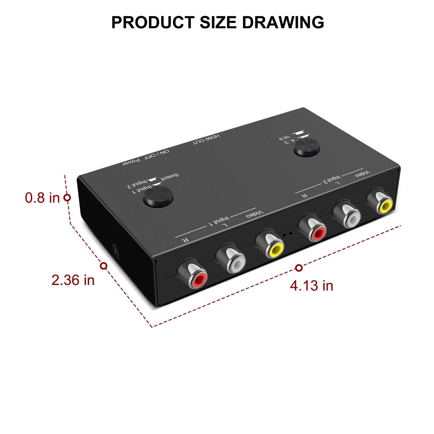 Dingsun 2 Port AV to HDMI Converter, RCA to HDMI Adapter Support 16:9/4:3 Compatible with WII, N64, PS2, VHS, VCR DVD Players etc 2Port RCA to HDMI Converter - Image 7