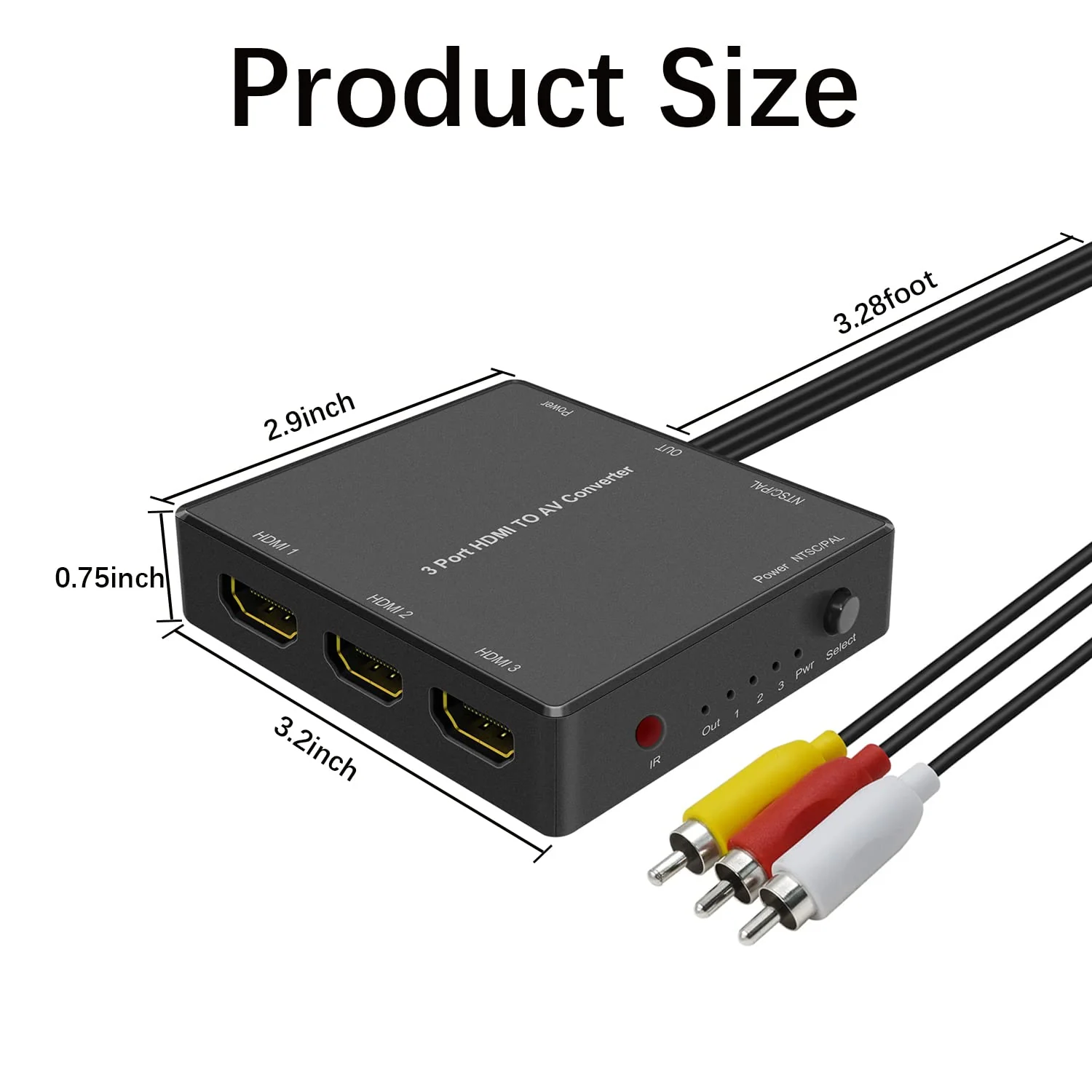 Dingsun 3 Port HDMI to RCA Converter HDMI to Older TV AV Adapter for Fire Stick, Roku, PS4, Appler TV, HD Play, PC, DVD Players etc. 3Port HDMI to RCA Converyter - Image 5