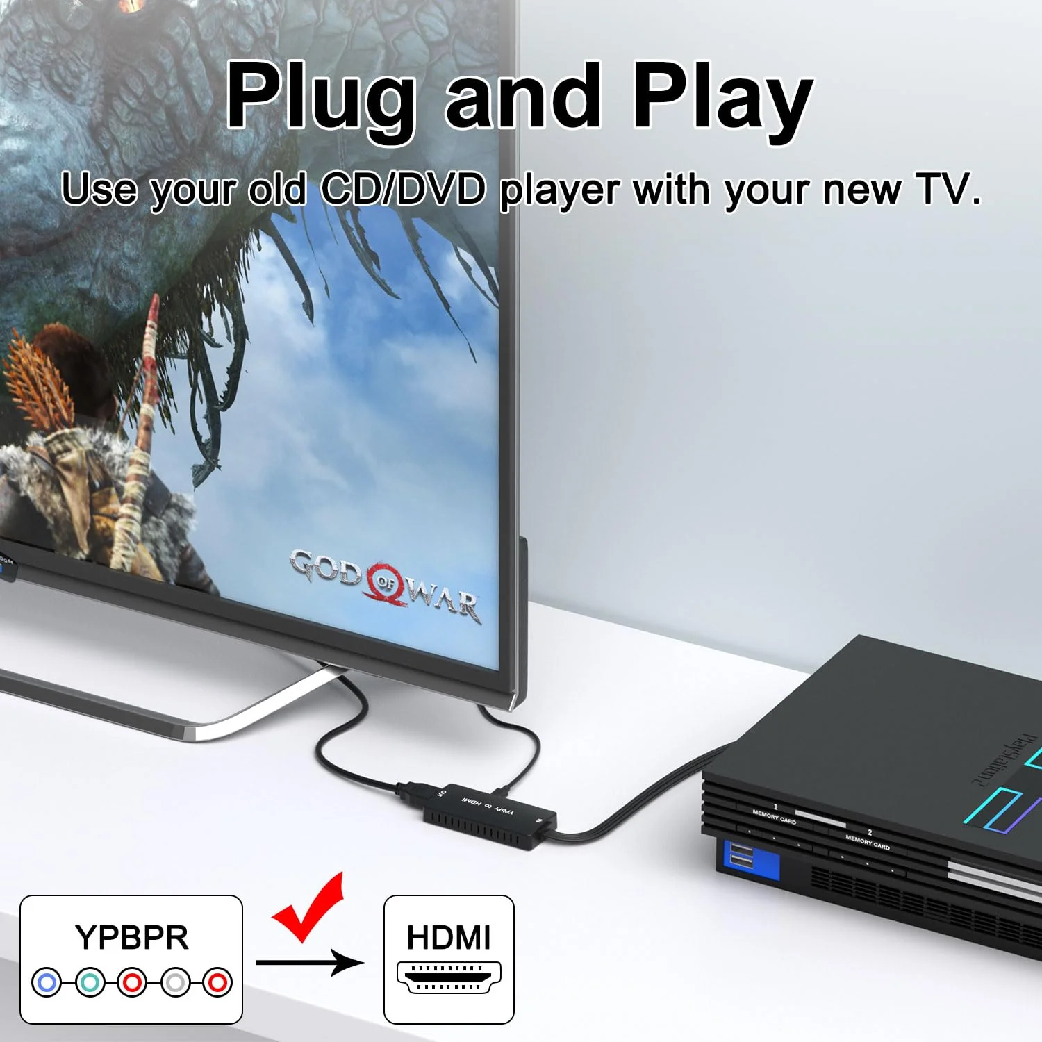 Dingsun Component to HDMI Converter, YPbPr/RGB+R/L to HDMI Converter Adapter, Support 720P/ 1080P for DVD, VSH, Blu-Ray Player, Wii, PS2/PS3, Xbox 360, Gamecube and More (Female) - Image 4