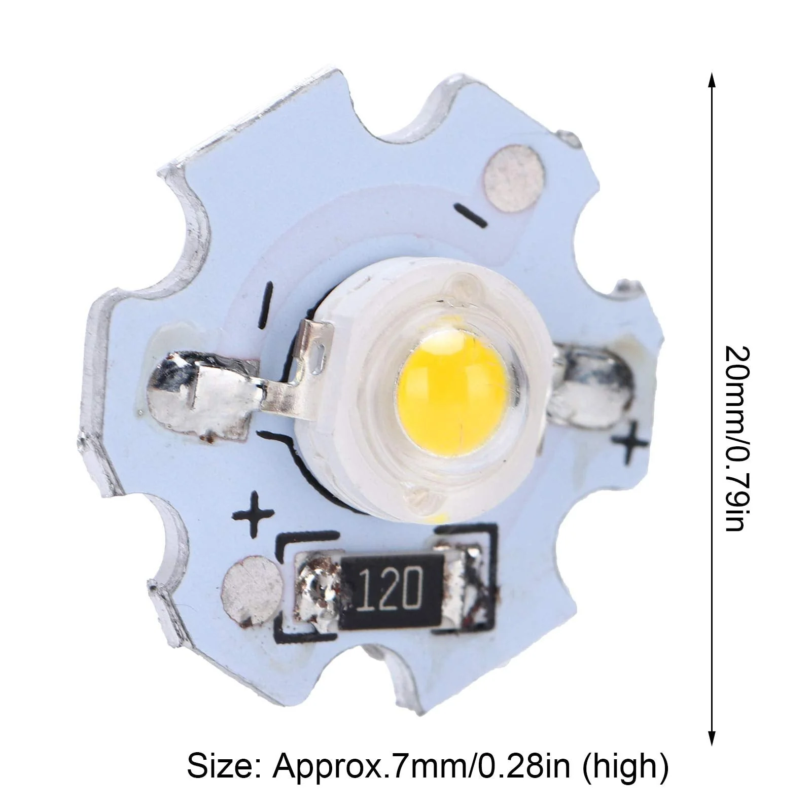 Dioche LED Chip, Pack of 25 0.5W 5V High Performance LED Lamp Beads with Aluminium Plate for Flashlights, DIY Adjustment Lights, Headlights and Spotlights - Image 2
