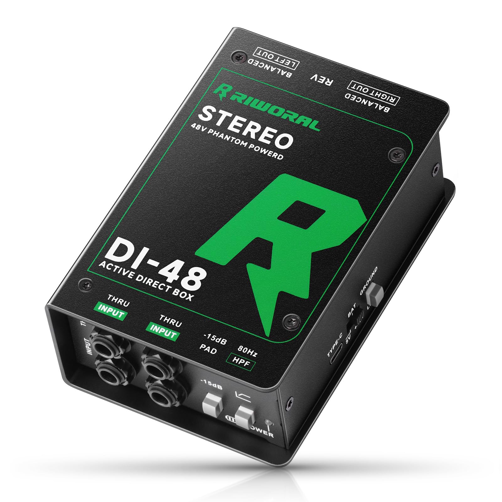 Direct Box with Dual 1/4” High-Impedance Stereo Inputs Di Boxes Support For Guitar/Bass Instruments Premium Direct Injection Active Di Box For Thru & XLR Outputs