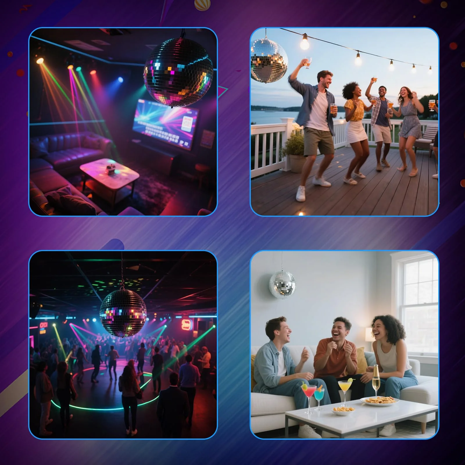 Disco Ball 2 Pack, 8 Inch Shatterproof PET Mirror Disco Ball Decor for Party, Wedding, Club - Safe & Durable Hanging Dance Balls, Non-Glass Party Decorations - Image 5