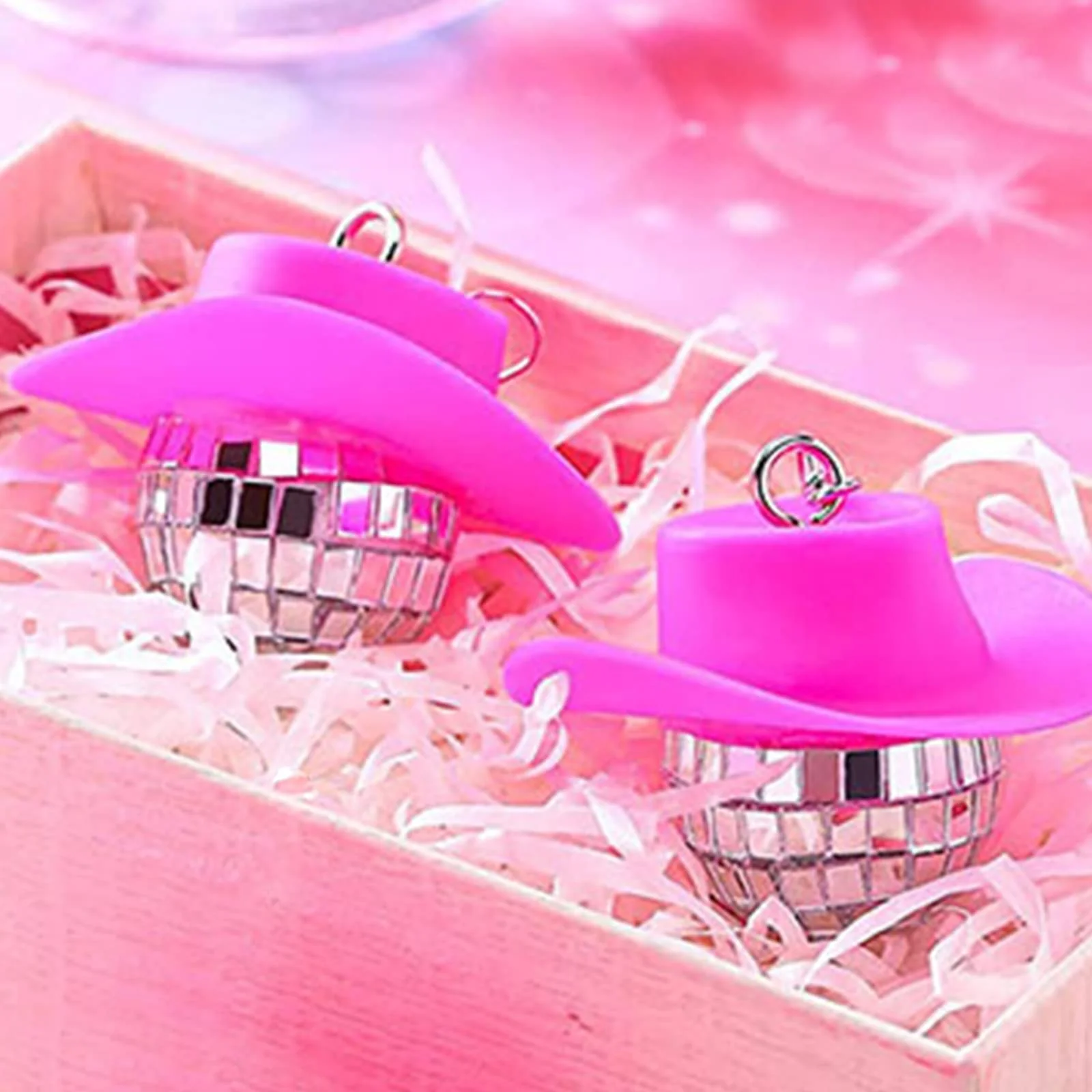 Disco Ball Earrings 70s 80S 90S Disco Outfits for Women Disco Outfits Accessories Tour Party Dress Sparkly Cowgirl Mirrorball Concert Jewelry Gifts B:disco ball earrings-pink - Image 5