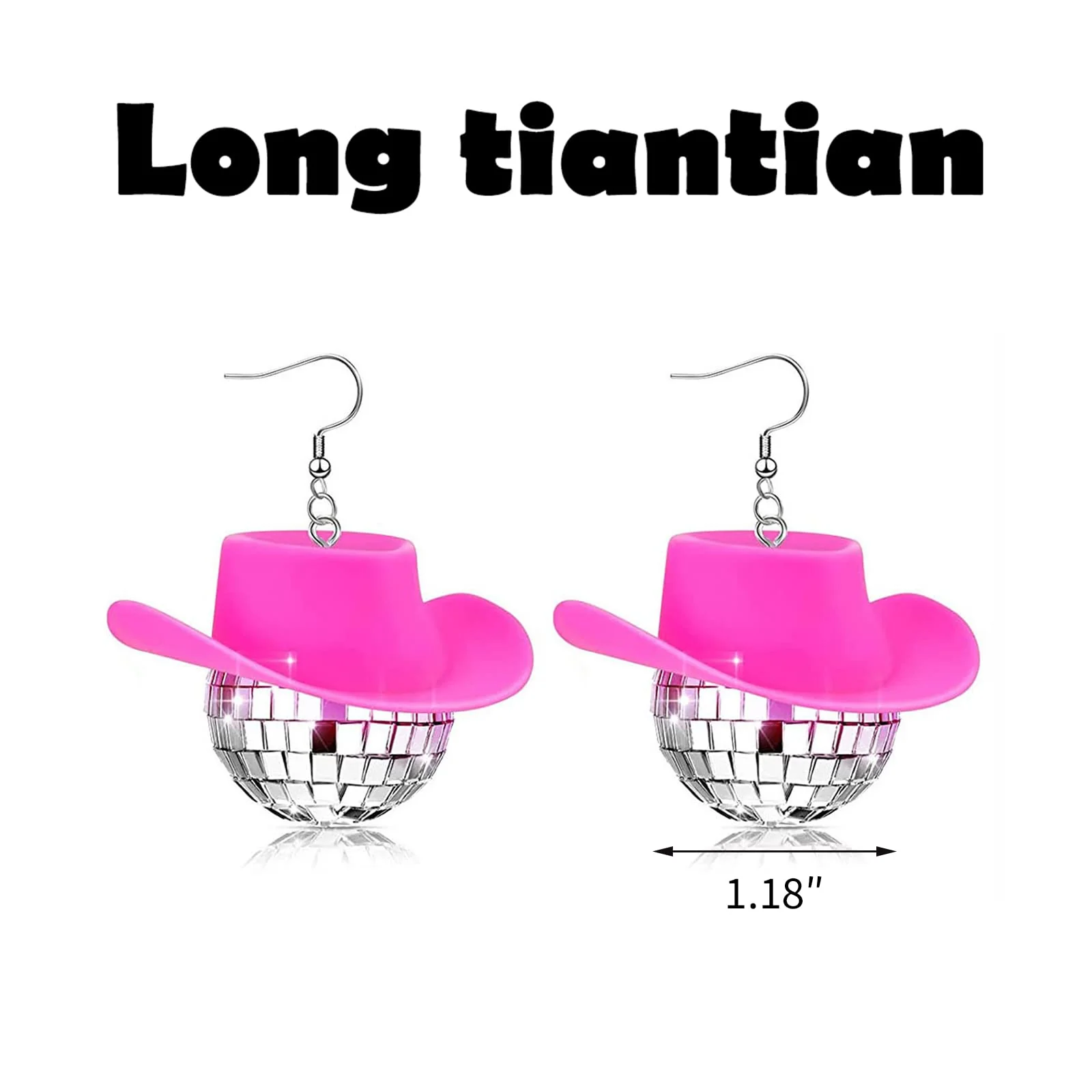 Disco Ball Earrings 70s 80S 90S Disco Outfits for Women Disco Outfits Accessories Tour Party Dress Sparkly Cowgirl Mirrorball Concert Jewelry Gifts B:disco ball earrings-pink - Image 7